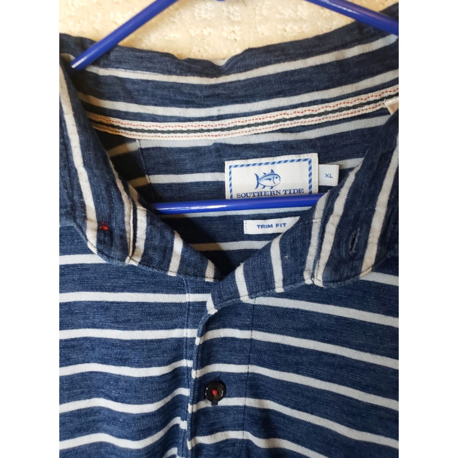 Southern Tide Southern Tide Golf Polo Shirt Mens Regular XL Blue Striped Collared Stretch Size US XL / EU 56 / 4 - 4 Thumbnail
