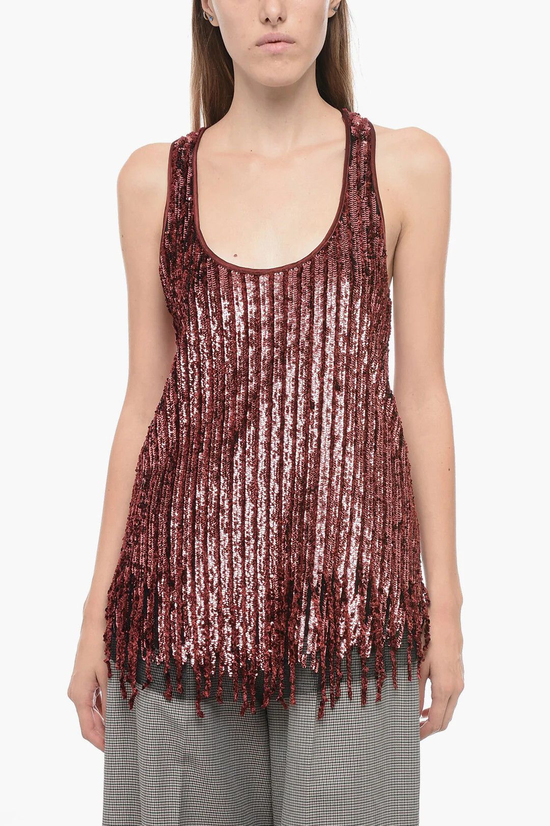 Etro og1mm0326 Chenille and Sequin Tank Top in Red Size S / US 4 / IT 40 - 1 Thumbnail