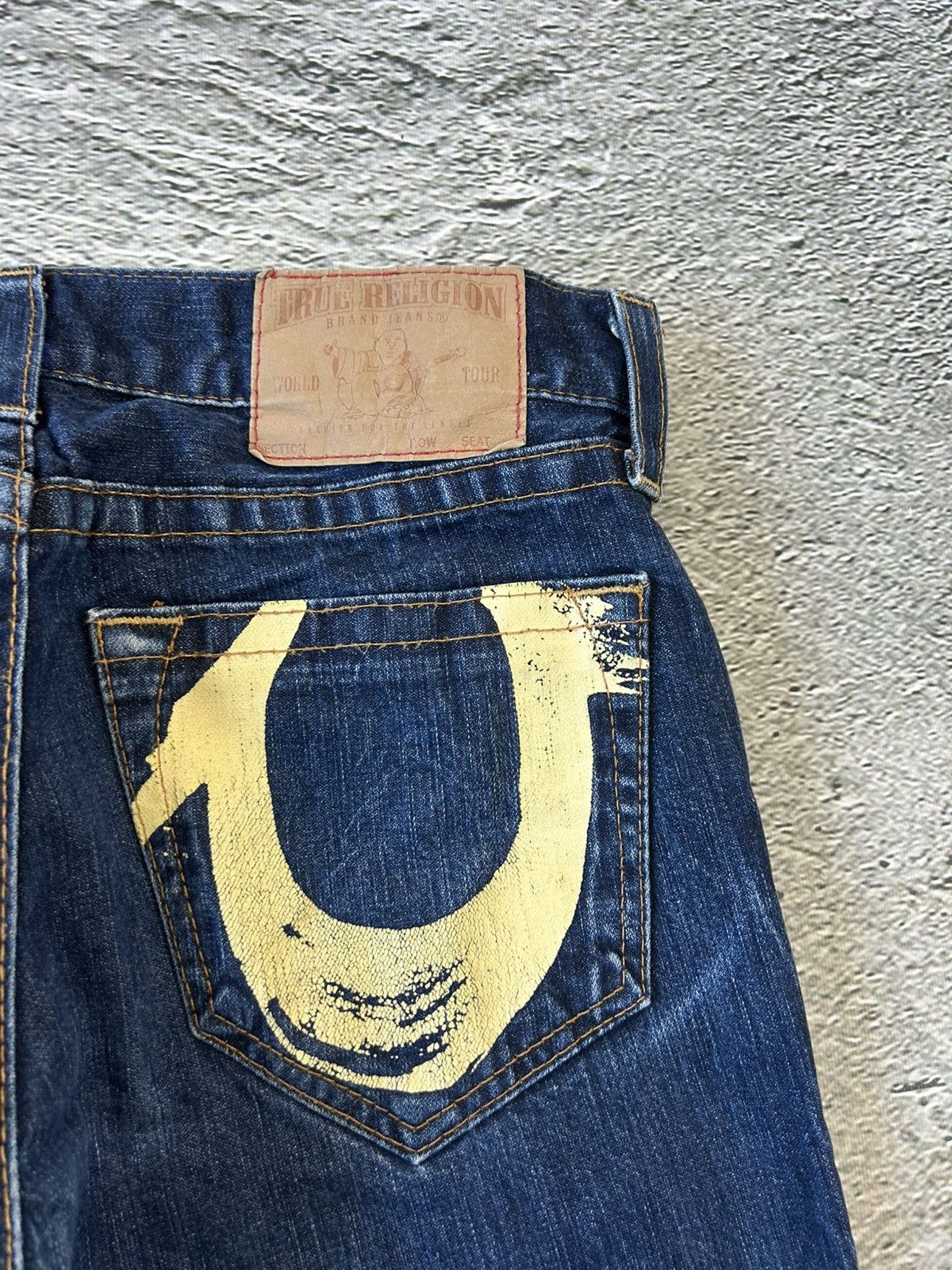 True Religion × Vintage True Religion jeans big logo painted blue Y2K Size US 31 - 2 Thumbnail
