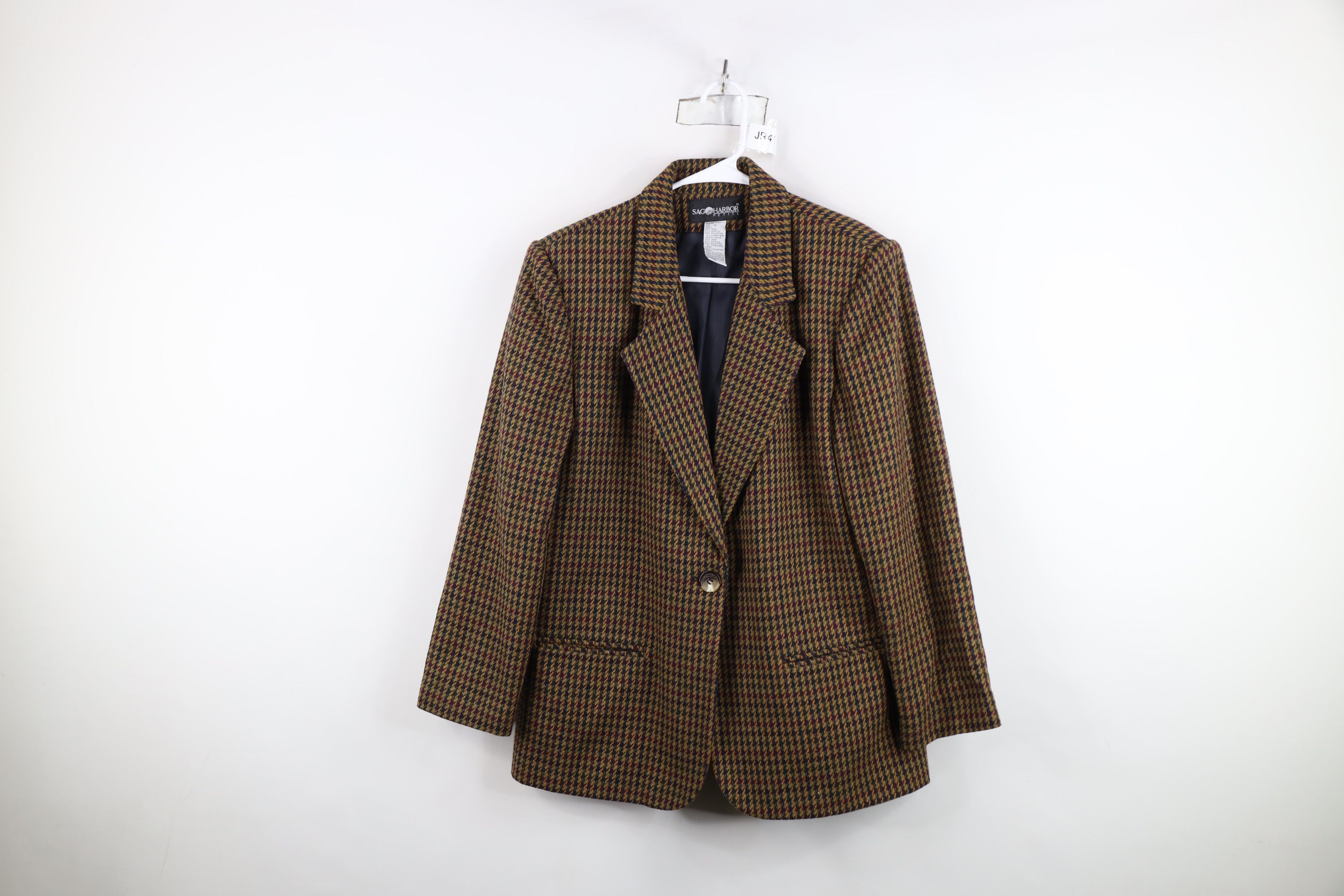 Vintage Vintage 90s Streetwear Houndstooth Wool Suit Blazer Jacket Size XL / US 12-14 / IT 48-50 - 1 Thumbnail