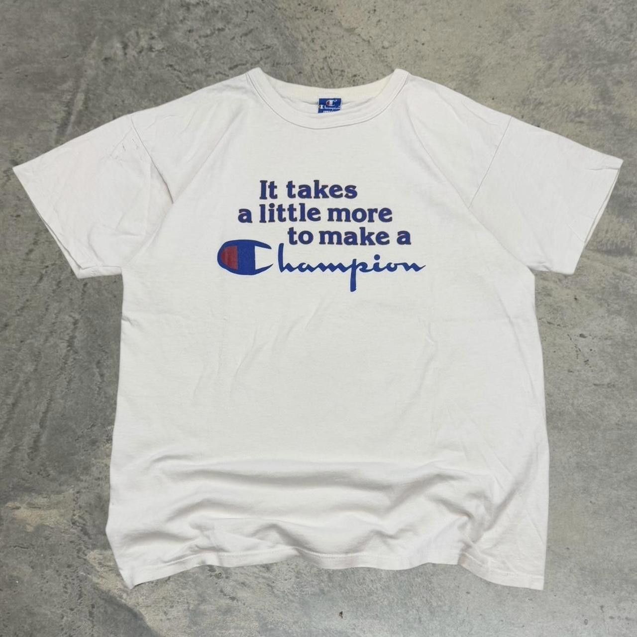 Champion × Vintage VTG 80s “It Takes a Little More To Make a Champion” T-Shirt Size US XL / EU 56 / 4 - 1 Thumbnail