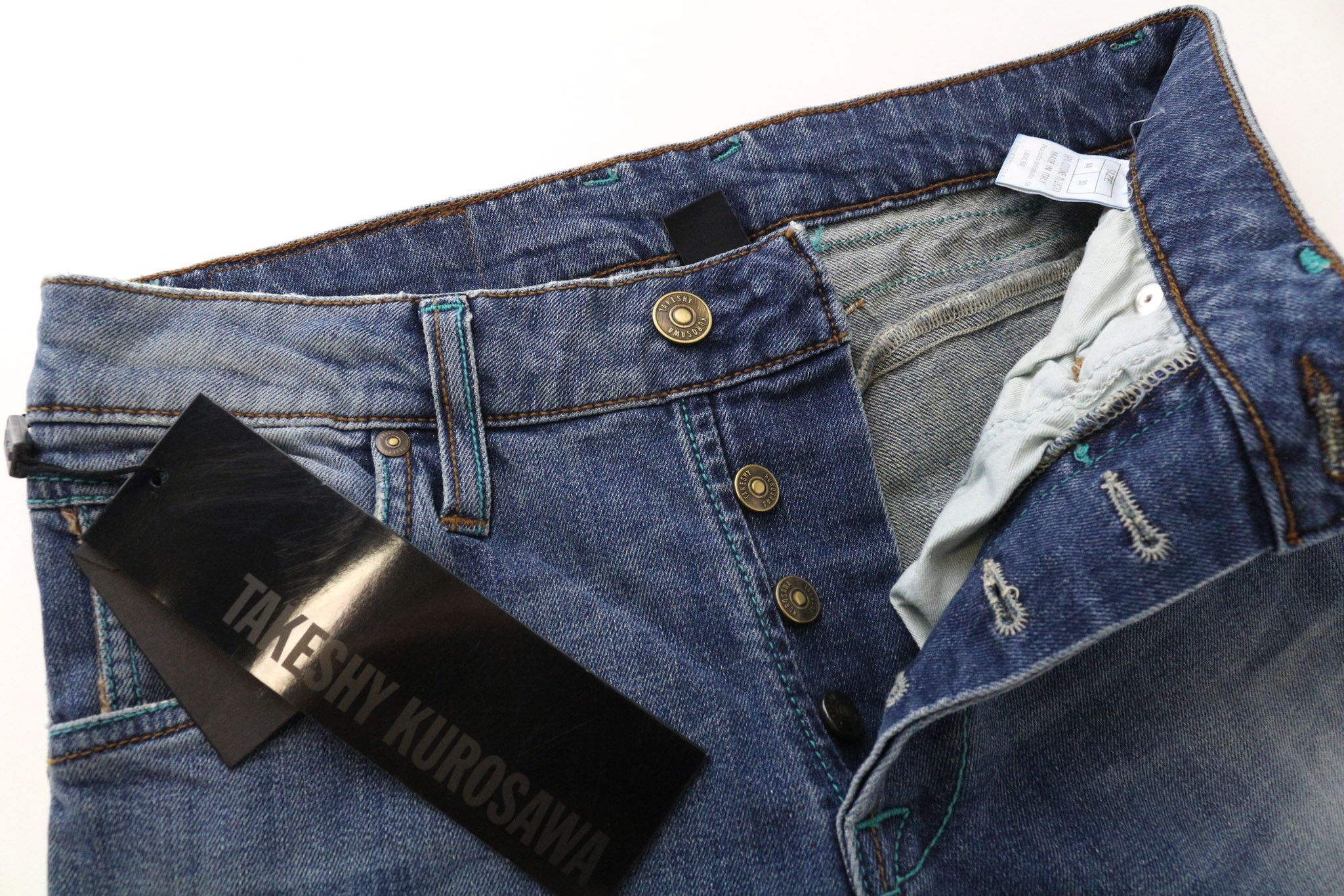 Takeshy Kurosawa W30 Slim Fit Blue Cotton Stretch Distressed Jeans 75681 Size US 30 / EU 46 - 3 Thumbnail
