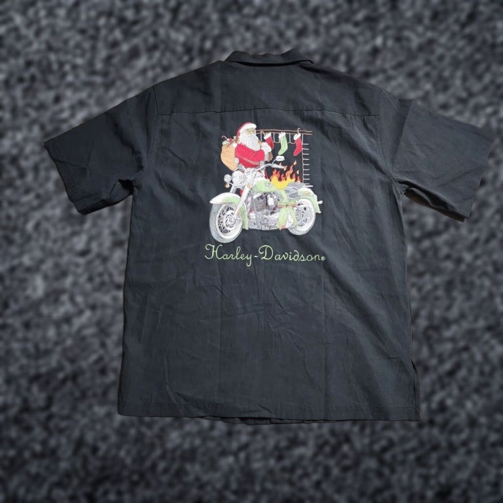 Harley Davidson Harley-Davidson Christmas Santa Panelback Shirt Large Black Embroidered Mens Size US L / EU 52-54 / 3 - 1 Thumbnail