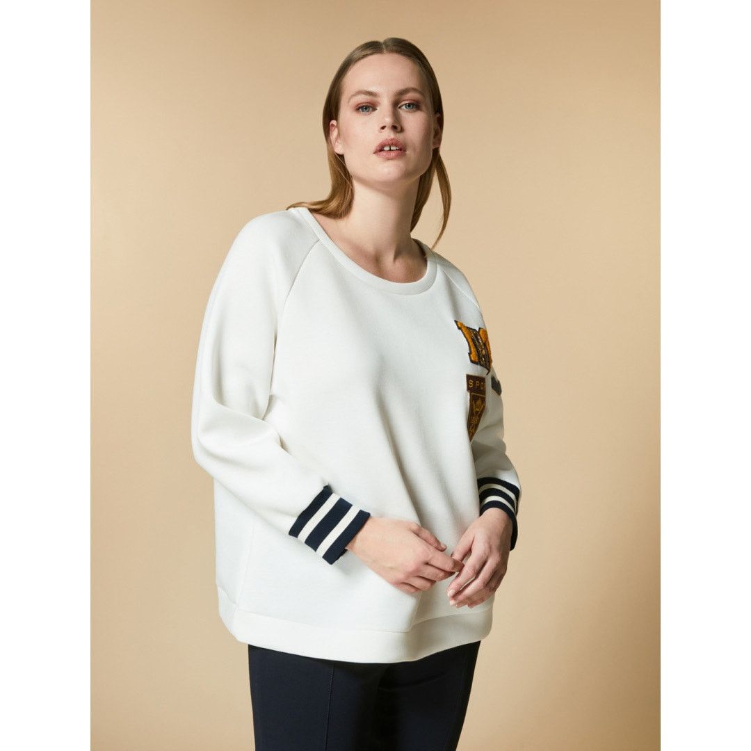 Marina Rinaldi Marina Rinaldi Occhaire Applique Scuba Sweatshirt White XL Size 3XL / US 20-22 - 1 Thumbnail