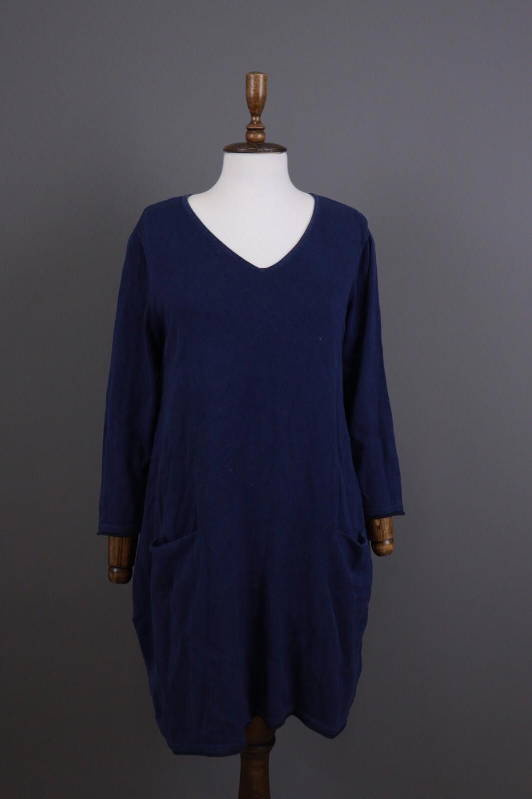 Designer Gudrun Sjoden Blue Long Sleeve V-Neck A-Line Dress Size M Size M / US 6-8 / IT 42-44 - 1 Thumbnail