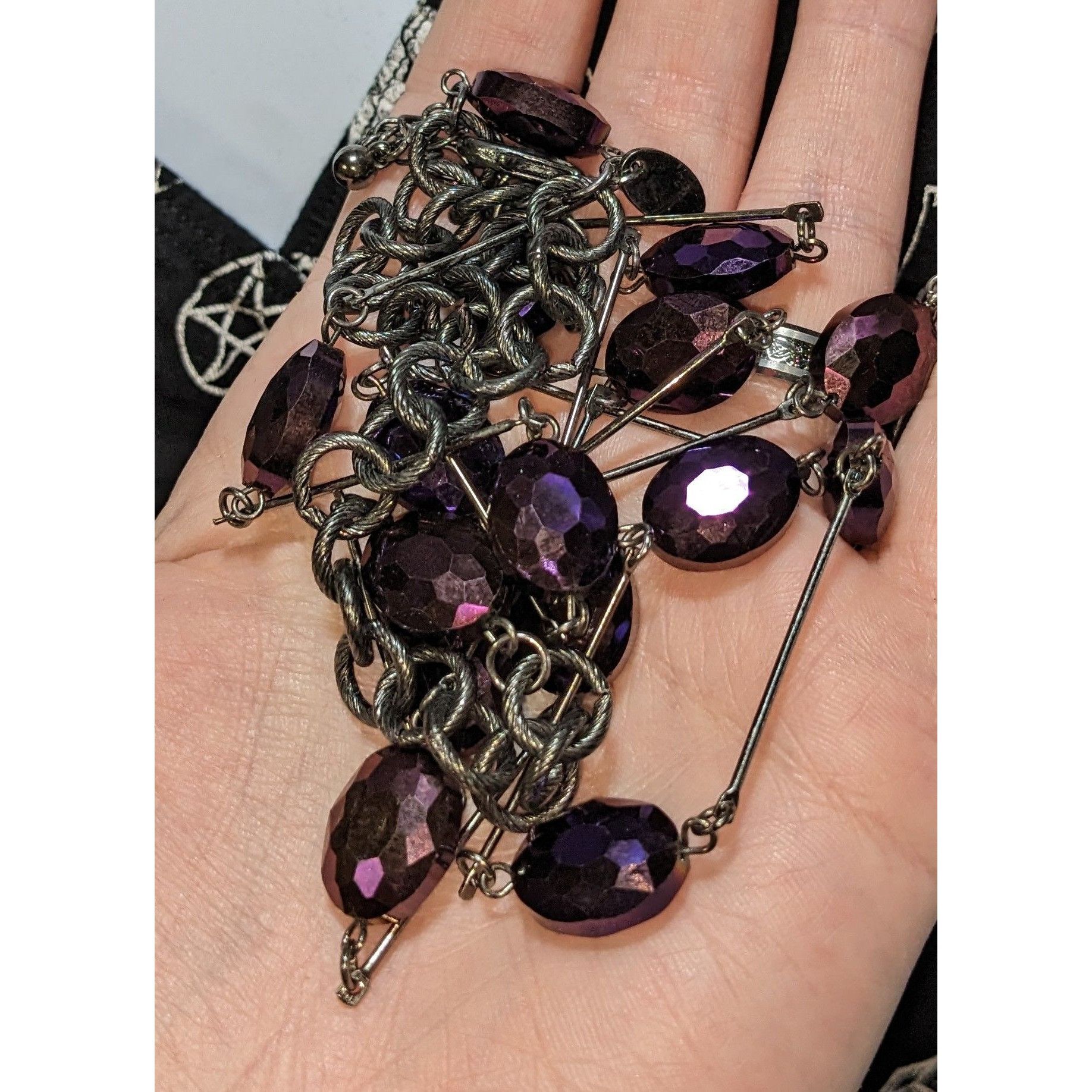 Other Charming Charlie Gothic Purple Faceted Bead Station Necklace Size ONE SIZE - 2 Thumbnail