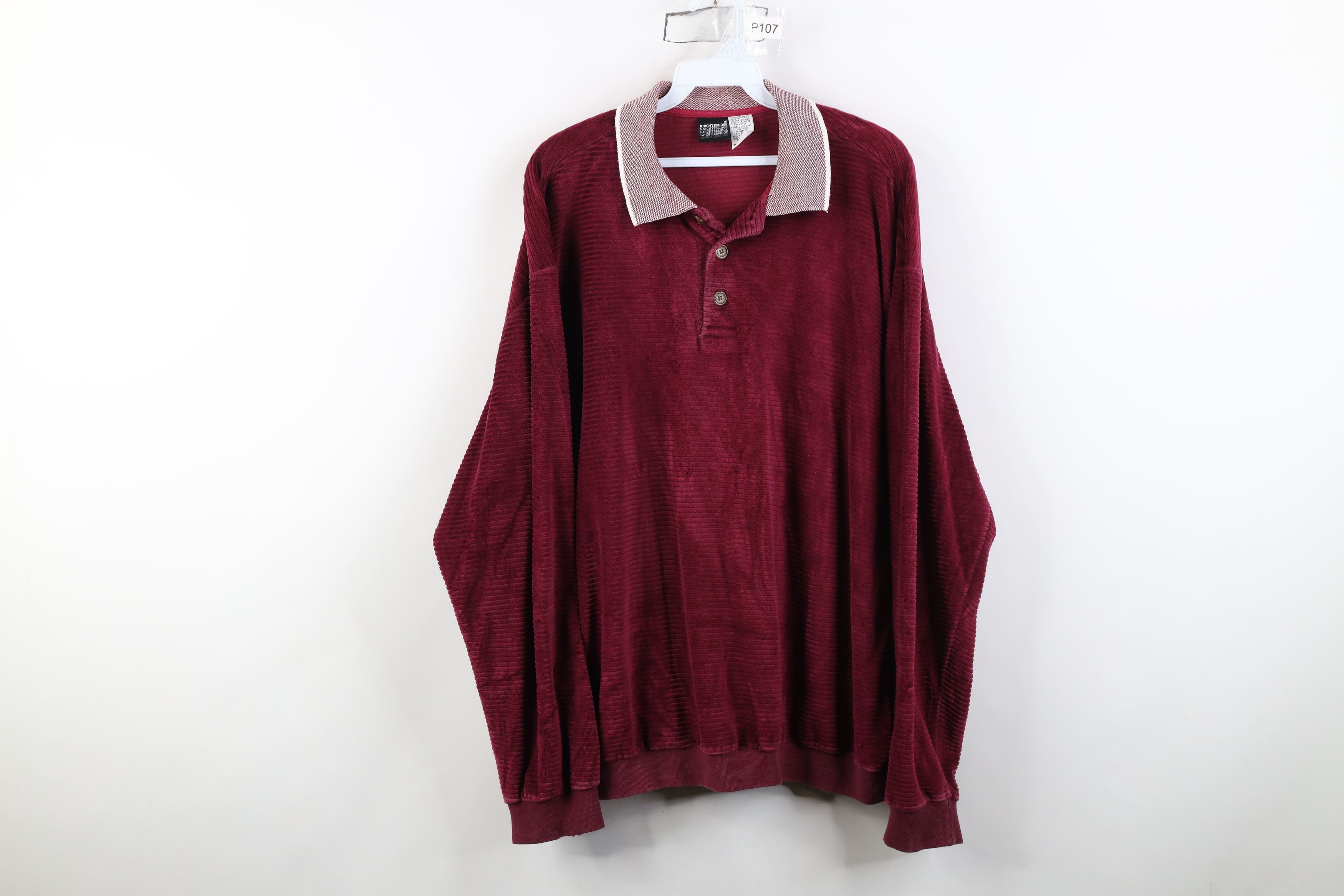 Vintage Vintage 90s Streetwear Ribbed Knit Pullover Polo Shirt Red Size US XL / EU 56 / 4 - 1 Thumbnail