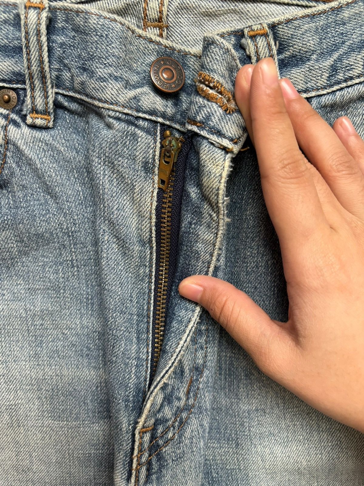 Edwin × Japanese Brand Vintage Japanese Edwin Mud Wash Distressed Flare Jeans Size US 29 - 3 Thumbnail