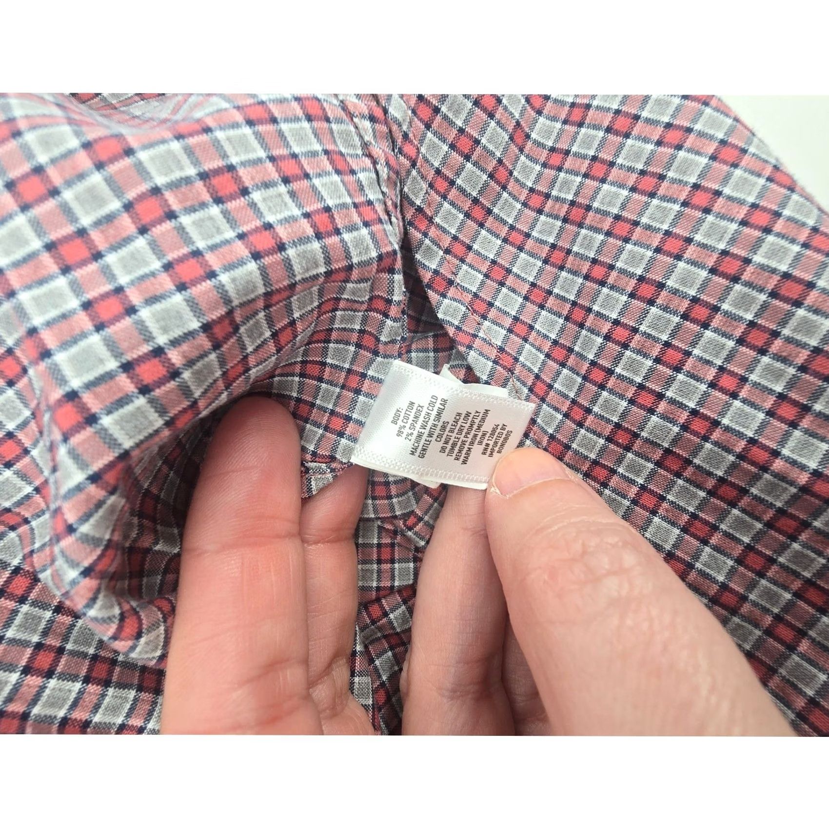 Bonobos Bonobos Button Down Shirt Mens S Red Plaid Slim Fit Short Stretch Cotton Pocket Size US S / EU 44-46 / 1 - 4 Thumbnail