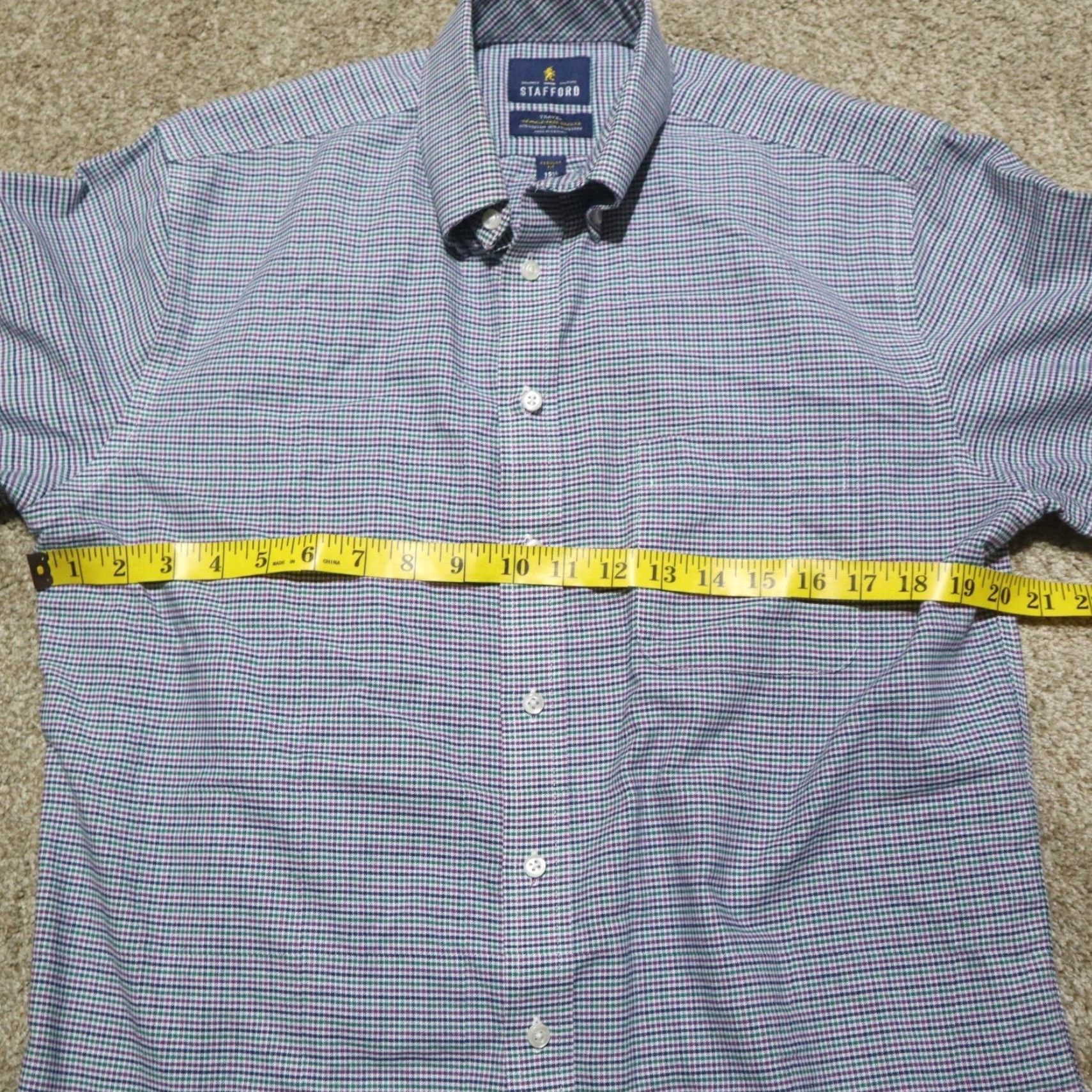 Stafford Stafford Shirt Long Sleeve Mens 15.5 Multicolor Button-Down 32-33 Casual Check 1990s Size US L / EU 52-54 / 3 - 4 Thumbnail