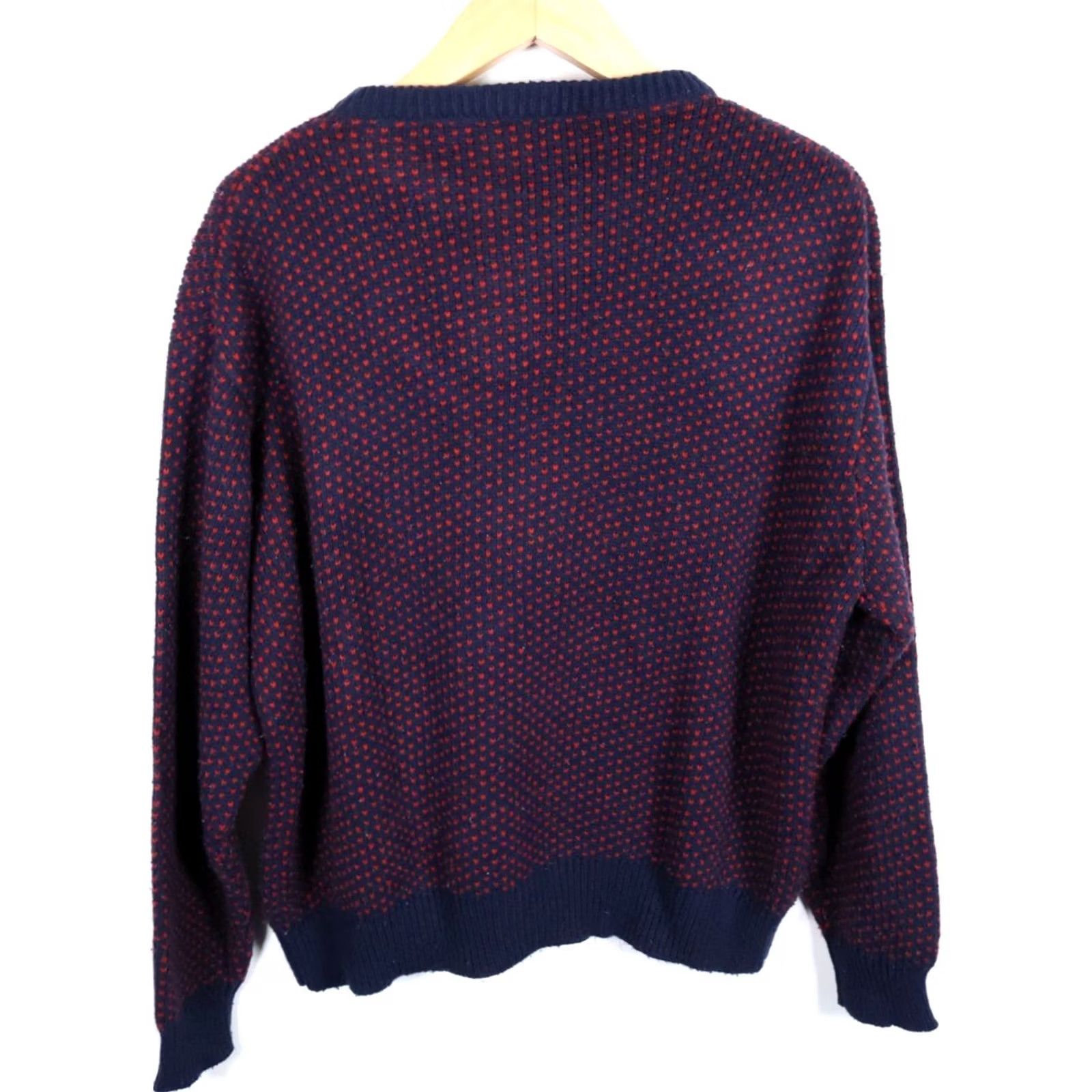 Vintage VINTAGE Men's XL Dark Red Blue Birdseye Sweater Crewneck Knit Reindeer Motif 90s Size US XL / EU 56 / 4 - 2 Thumbnail