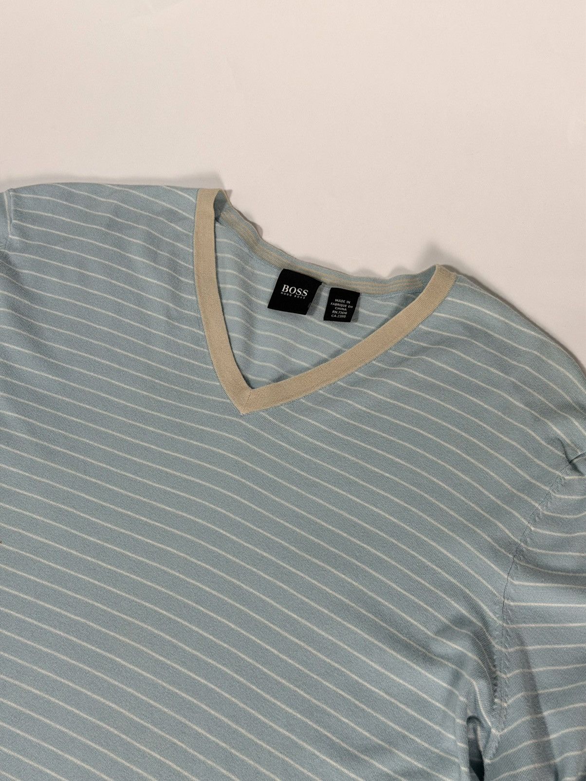Hugo Boss Hugo Boss Striped V-Neck L/S T-Shirt Size US M / EU 48-50 / 2 - 2 Thumbnail