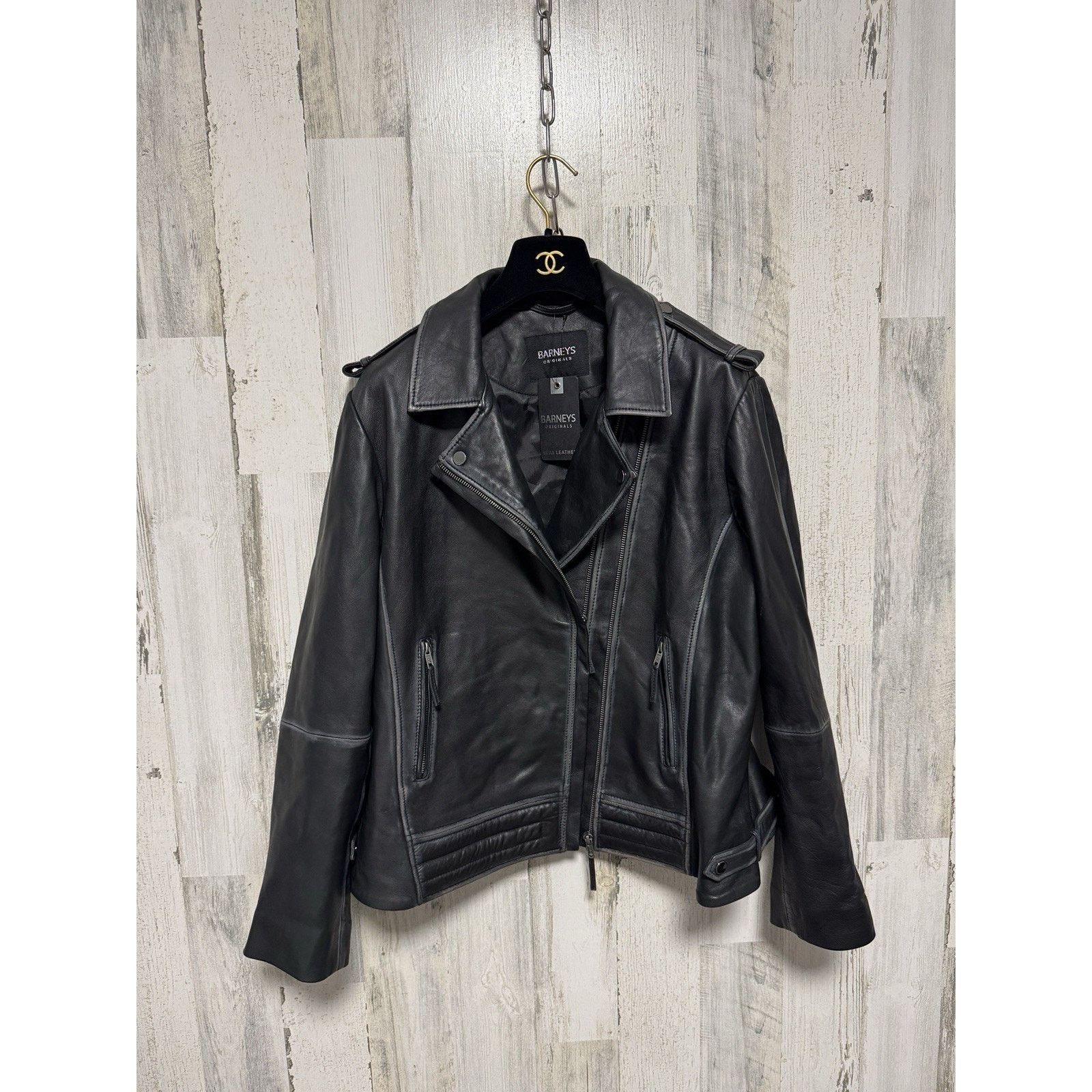 Barneys New York NWT Barney's Originals Women's Leather Jacket Black Size 20 Size 3XL / US 20-22 - 7 Thumbnail