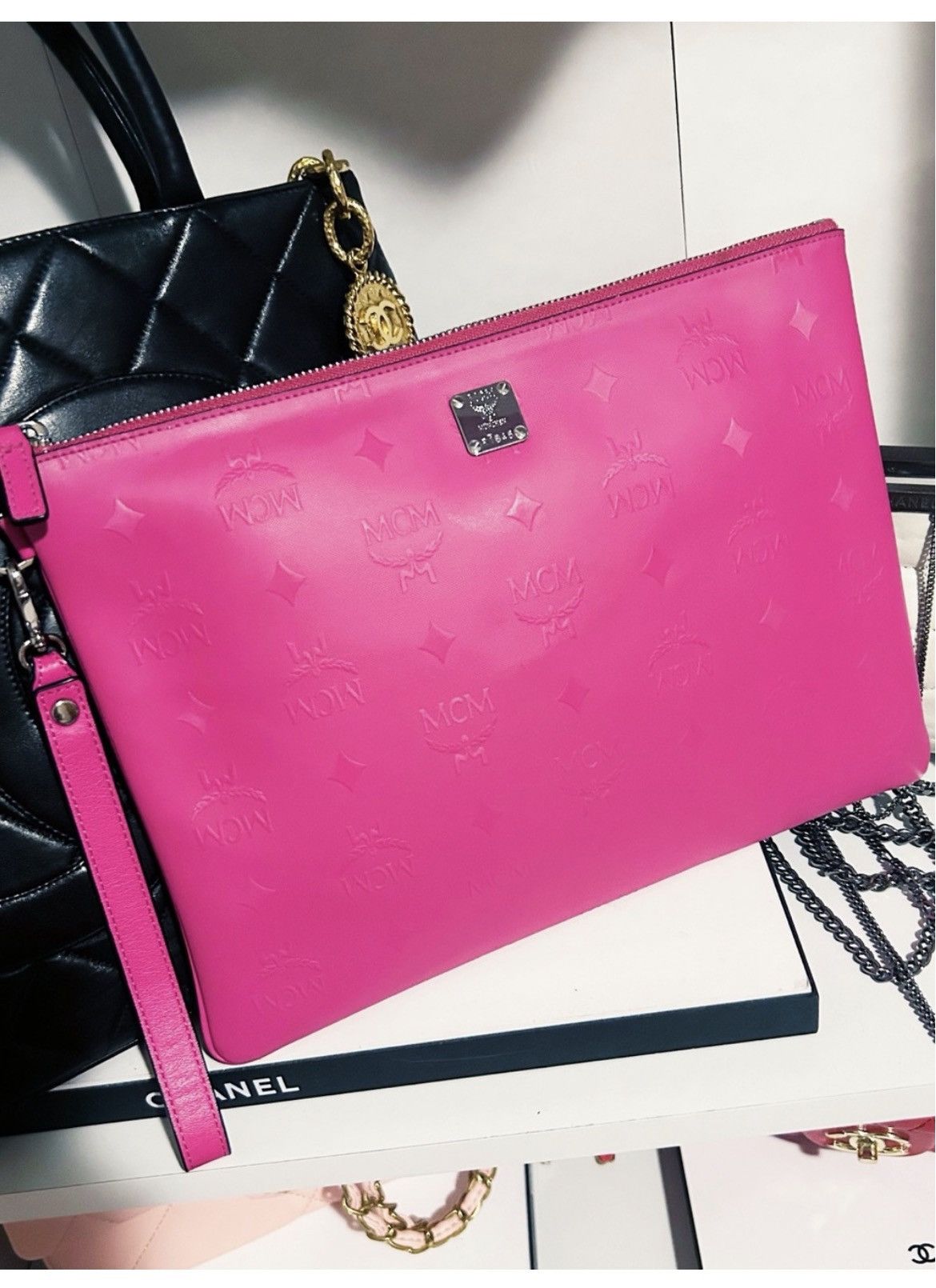 MCM Authentic MCM Barbie Pink XL Wristlet Pouch / Clutch Bag Size ONE SIZE - 1 Thumbnail
