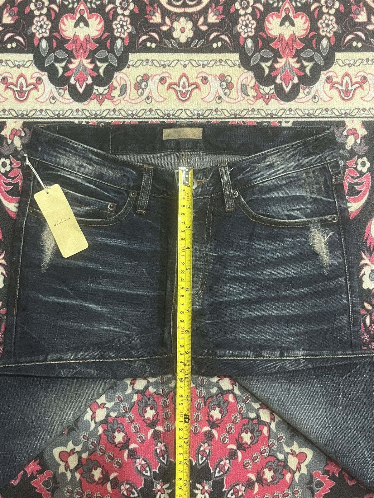 If Six Was Nine (BNWT) Japan Goa Dark Washed Cracked Distressed Flare Jeans Size US 30 / EU 46 - 14 Thumbnail