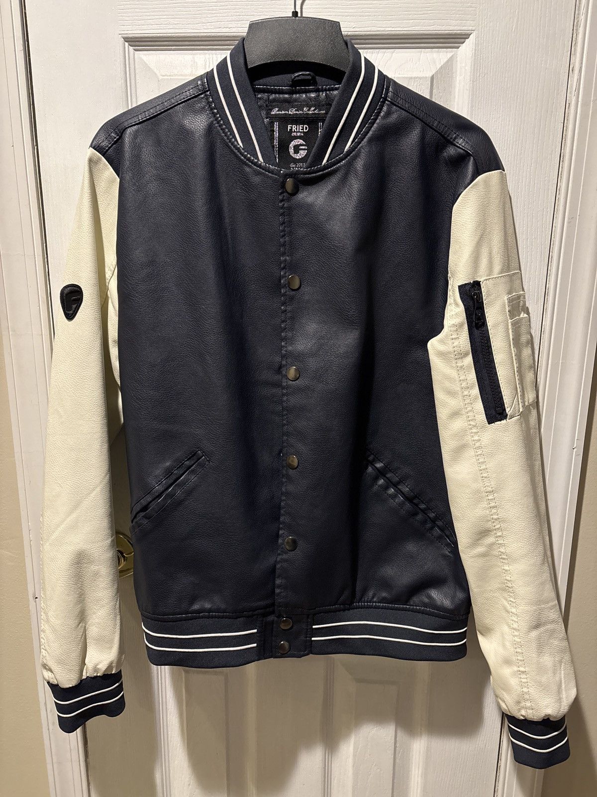 Vintage Leather Navy Varsity Jacket Size US L / EU 52-54 / 3 - 1 Thumbnail