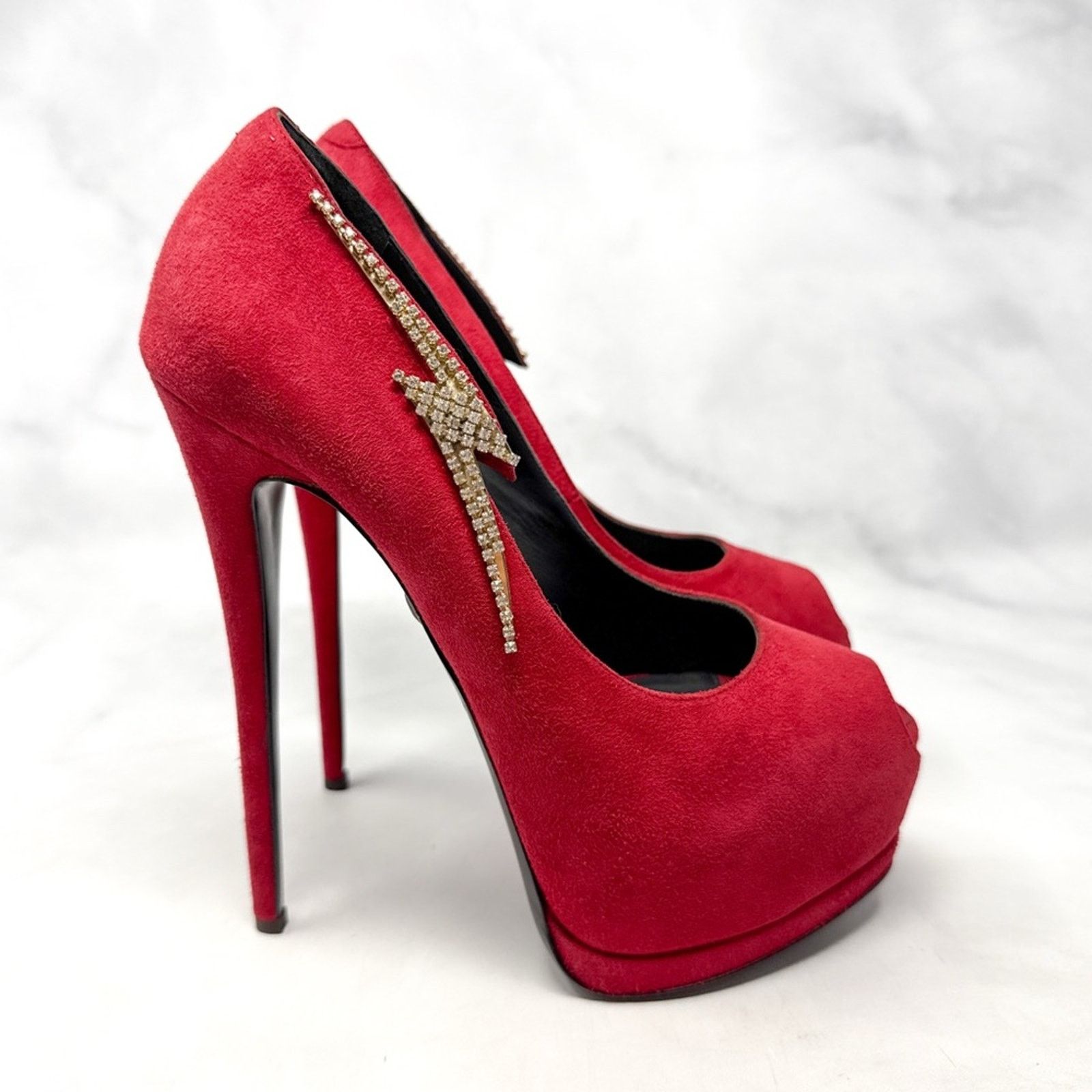Giuseppe Zanotti Giuseppe Zanotti Rhinestone Lightning Bolt Platform Heels 38 Size US 8 / IT 38 - 1 Thumbnail