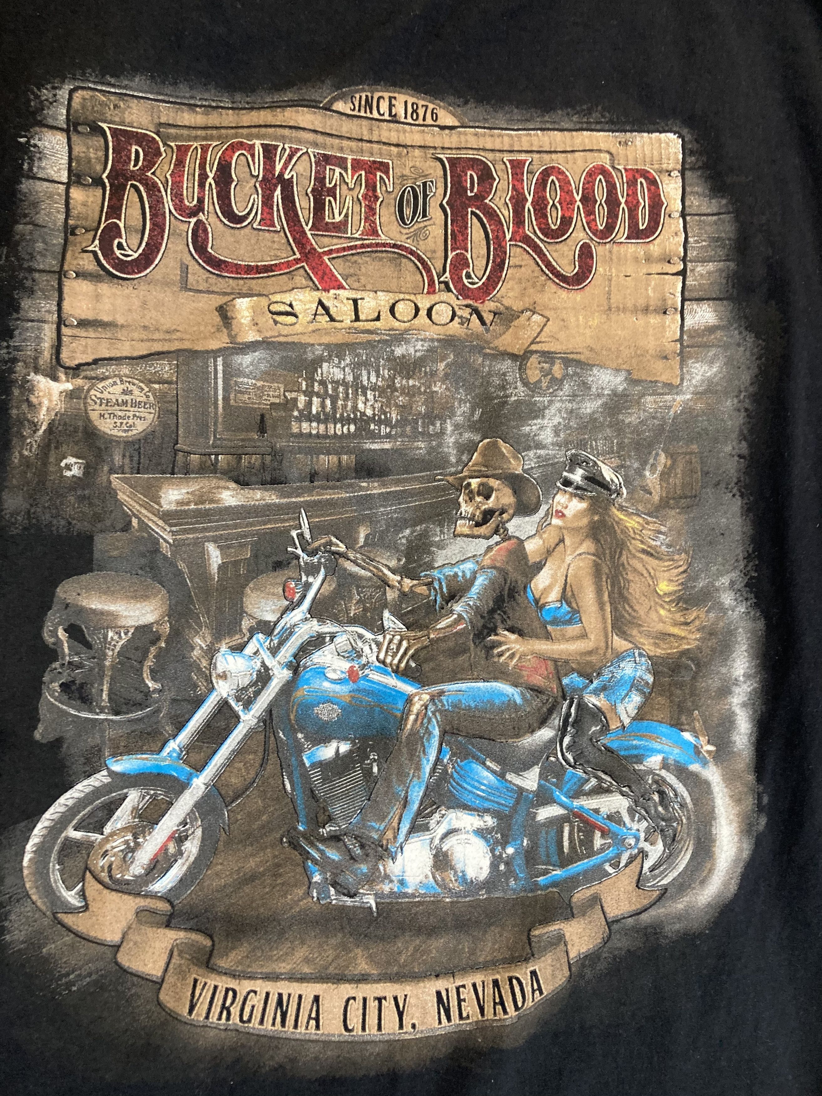 Vintage Vintage Bucket Of Blood Saloon Nevada Double Sided T Shirt Size US XL / EU 56 / 4 - 5 Thumbnail