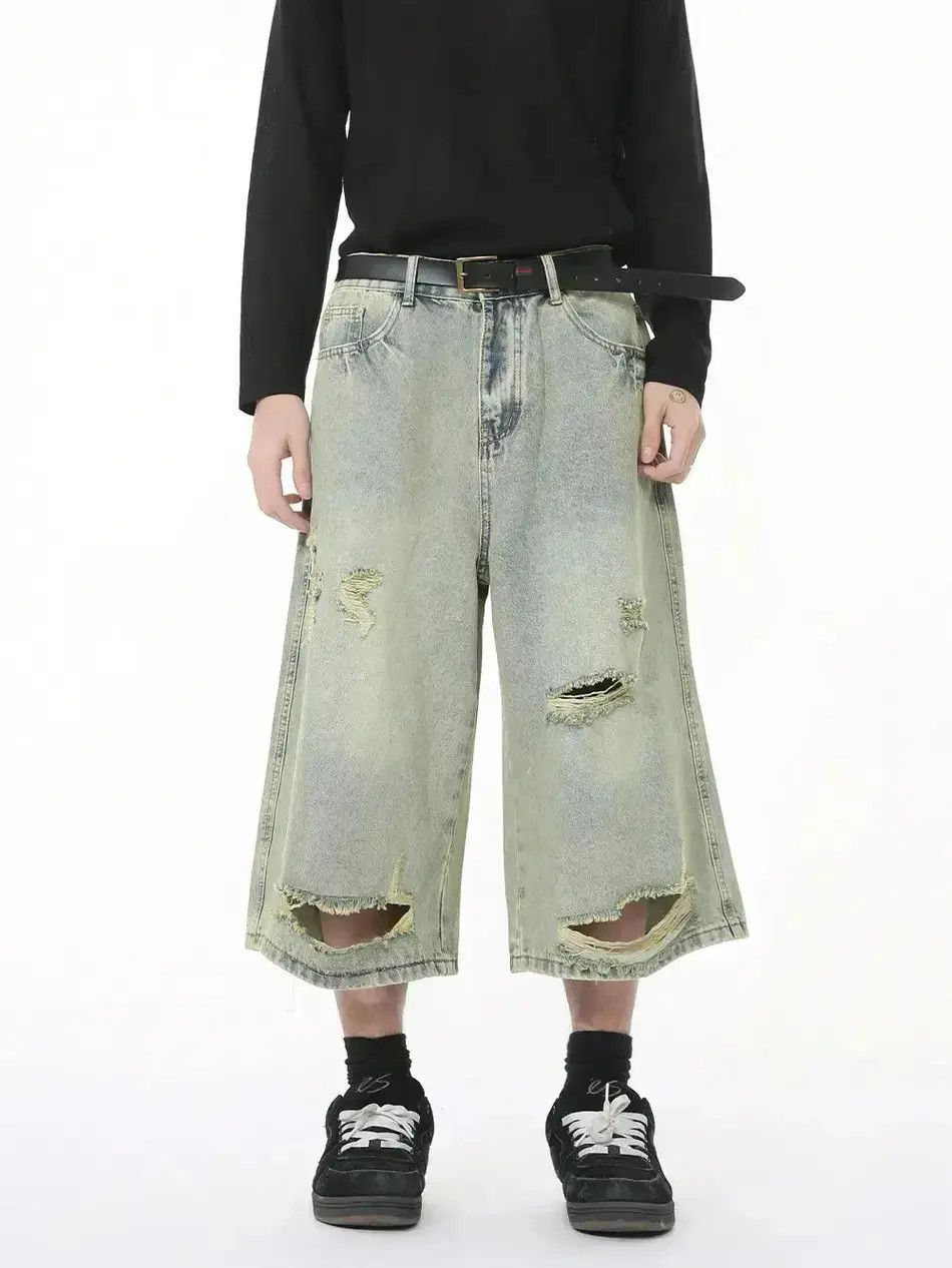 Japanese Brand Retro high street wide leg denim shorts Size US 32 / EU 48 - 6 Thumbnail
