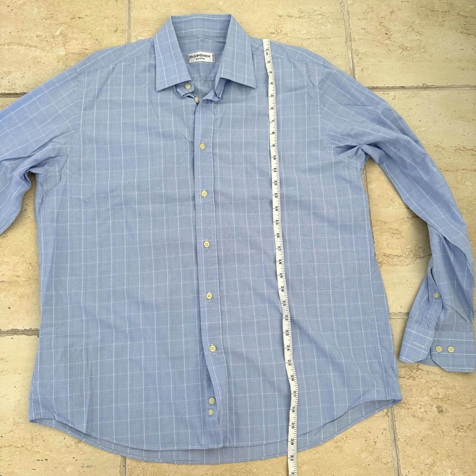 Yves Saint Laurent Yves Saint Laurent Long Sleeve Shirt, Blue, Size 17 1/2, 44 Size US XL / EU 56 / 4 - 8 Thumbnail