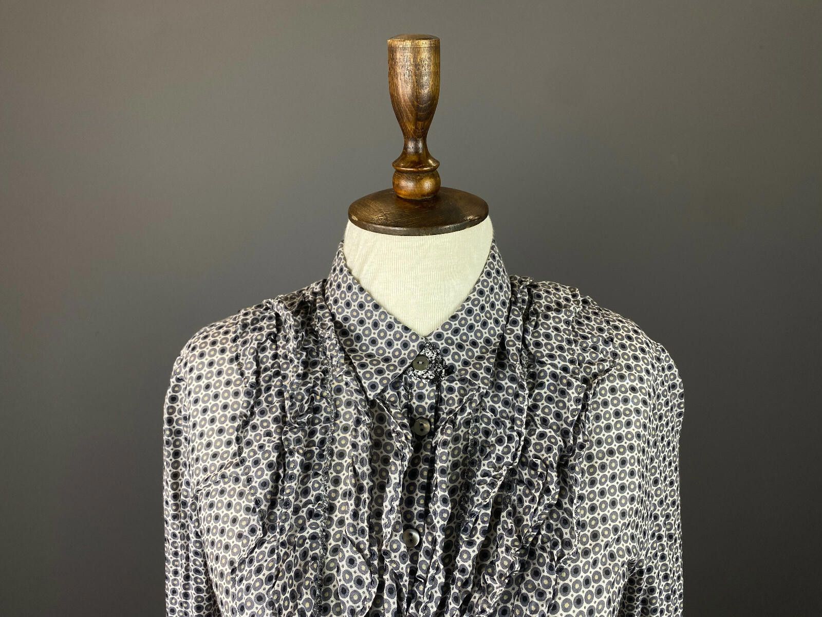 Designer Max Volmary Diamonds and Pearls Gray Blouse Shirt Size 40 Size M / US 6-8 / IT 42-44 - 2 Thumbnail