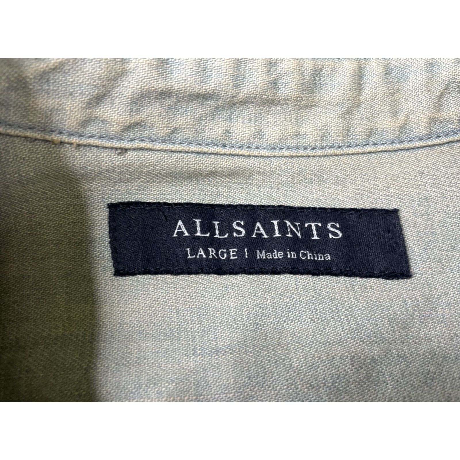 Allsaints AllSaints Cannon HS Shirt Pearl Snap Denim Washed Cotton Mens Large Denim Button-Up Short Sleeve Cotton Shirt Mens L Regular Collar Button-Down Mens Size US L / EU 52-54 / 3 - 3 Thumbnail