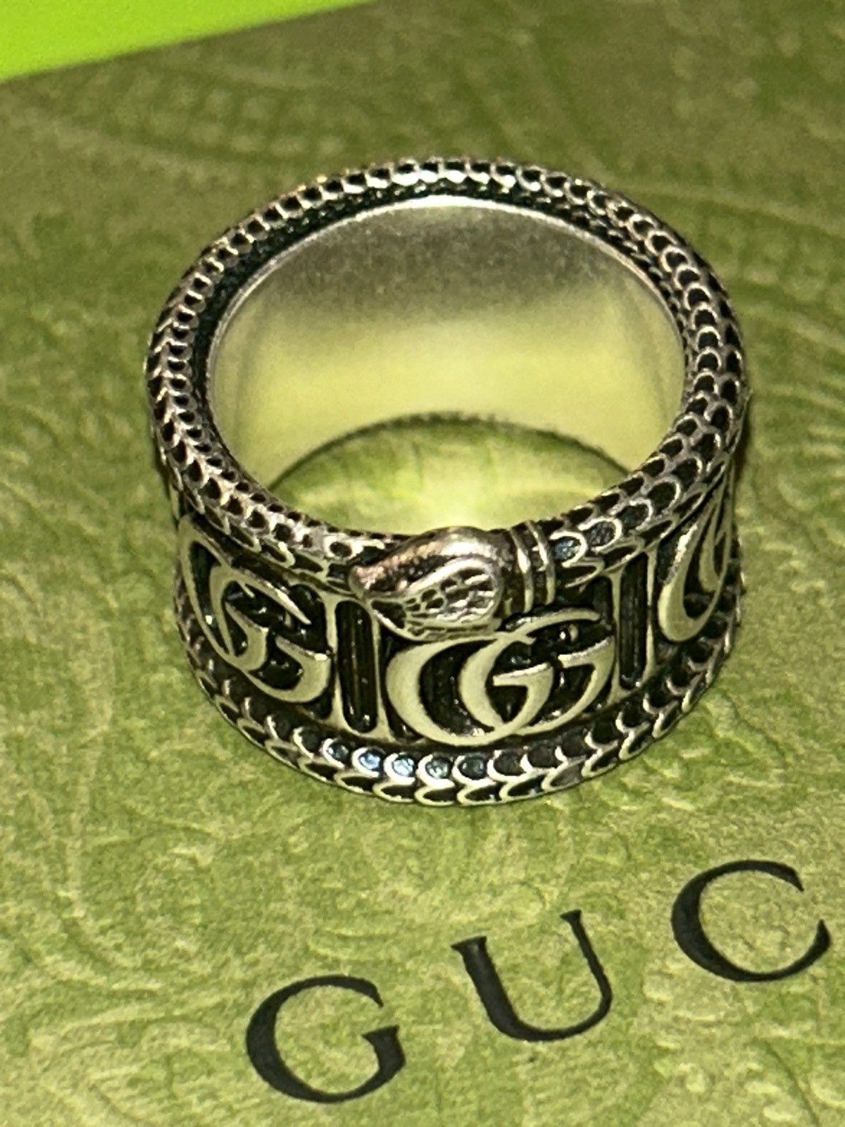 Gucci Gucci Silver Marmont Snake Ring with Double G AG925 Size ONE SIZE - 5 Thumbnail