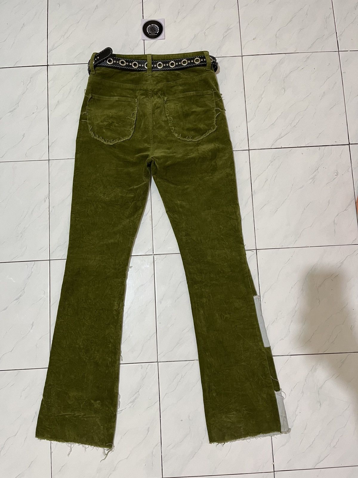 Japanese Brand 🔥 Akira Denim Flare Patchwork Corduroy Pants Size US 30 / EU 46 - 6 Thumbnail