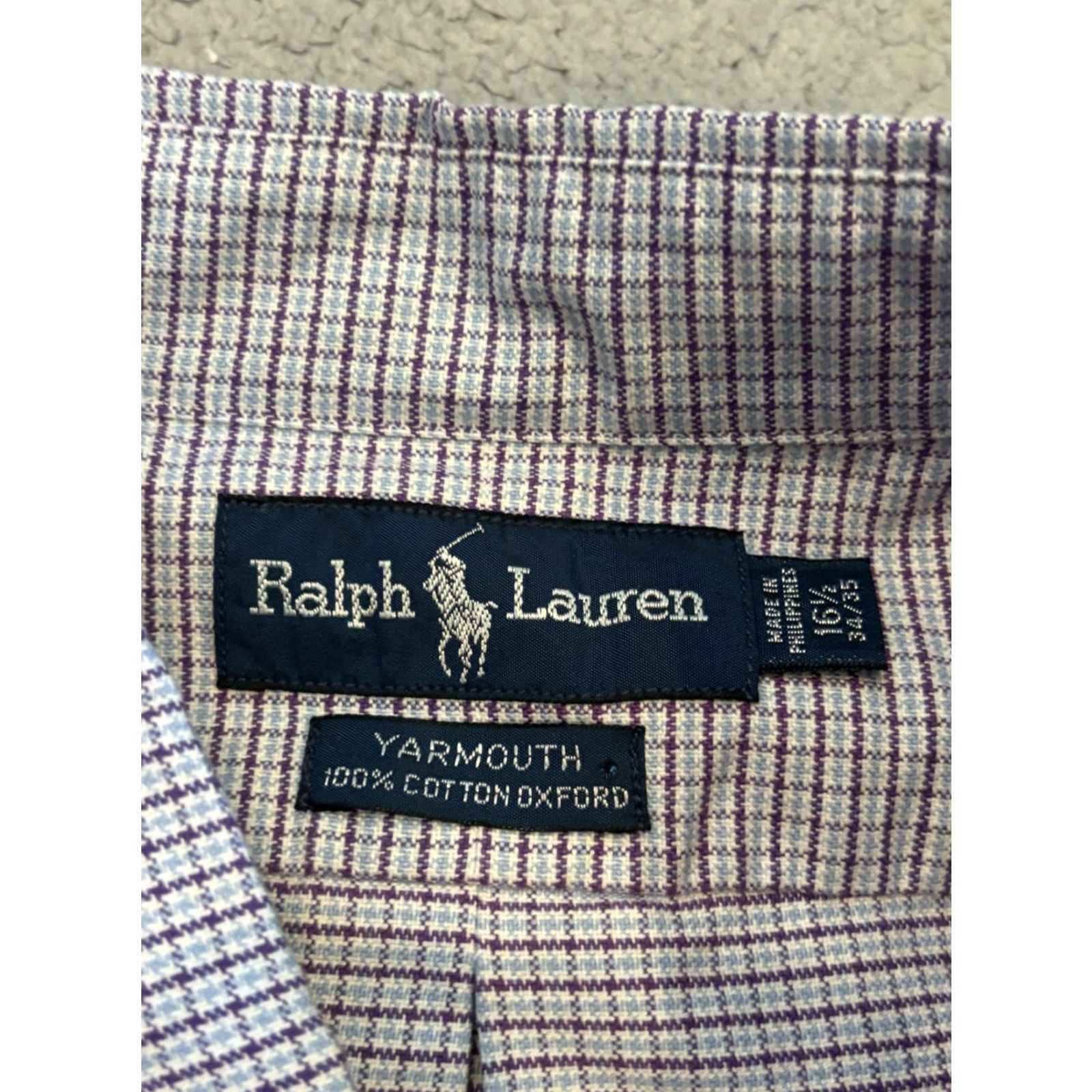 Polo Ralph Lauren VINTAGE Polo Ralph Lauren Yarmouth Oxford Shirt Mens 16.5 Blue Plaid Flesh Pony Size US XL / EU 56 / 4 - 3 Thumbnail