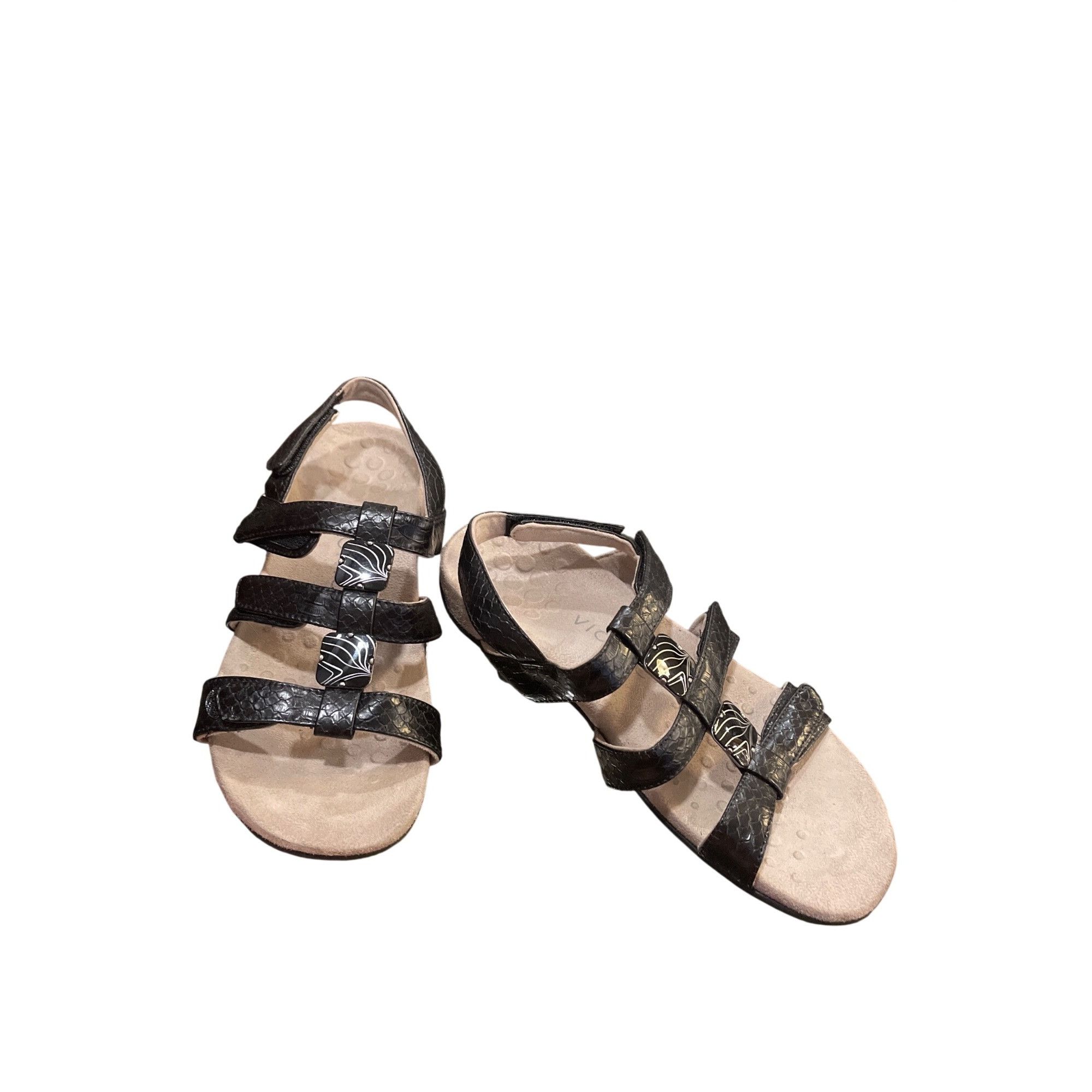 Vionic Vionic wms black leather slip hook attach open toe sandals s Size US 7 / IT 37 - 1 Thumbnail