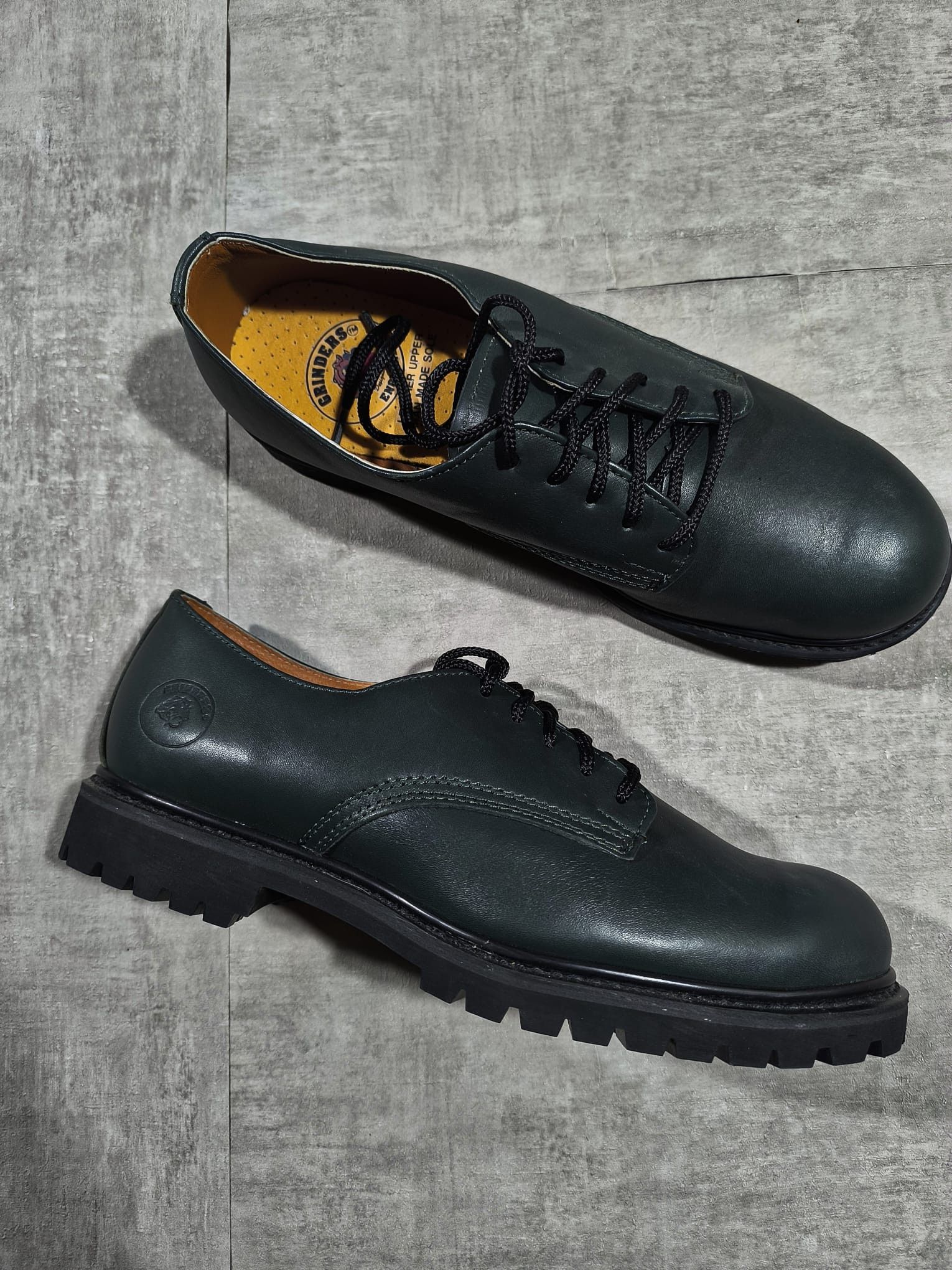 Leather Chunky London Grinders Dark Green Derby Leather Shoes Size US 12 / EU 45 - 5 Thumbnail