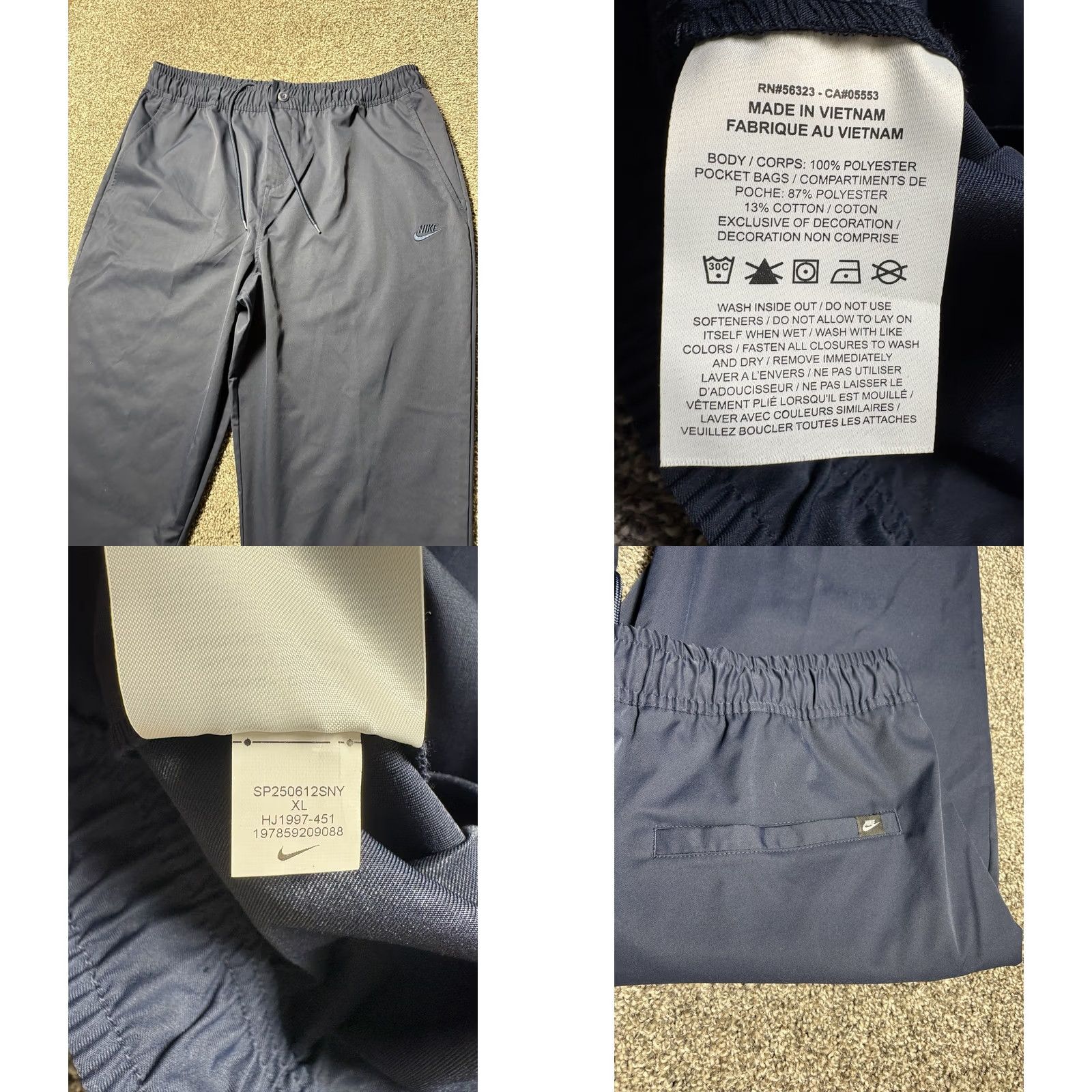 Nike Nike Sportswear Woven Pants Mens XL Navy Tapered Leg Unlined HJ1997-451 Size US 36 / EU 52 - 8 Thumbnail