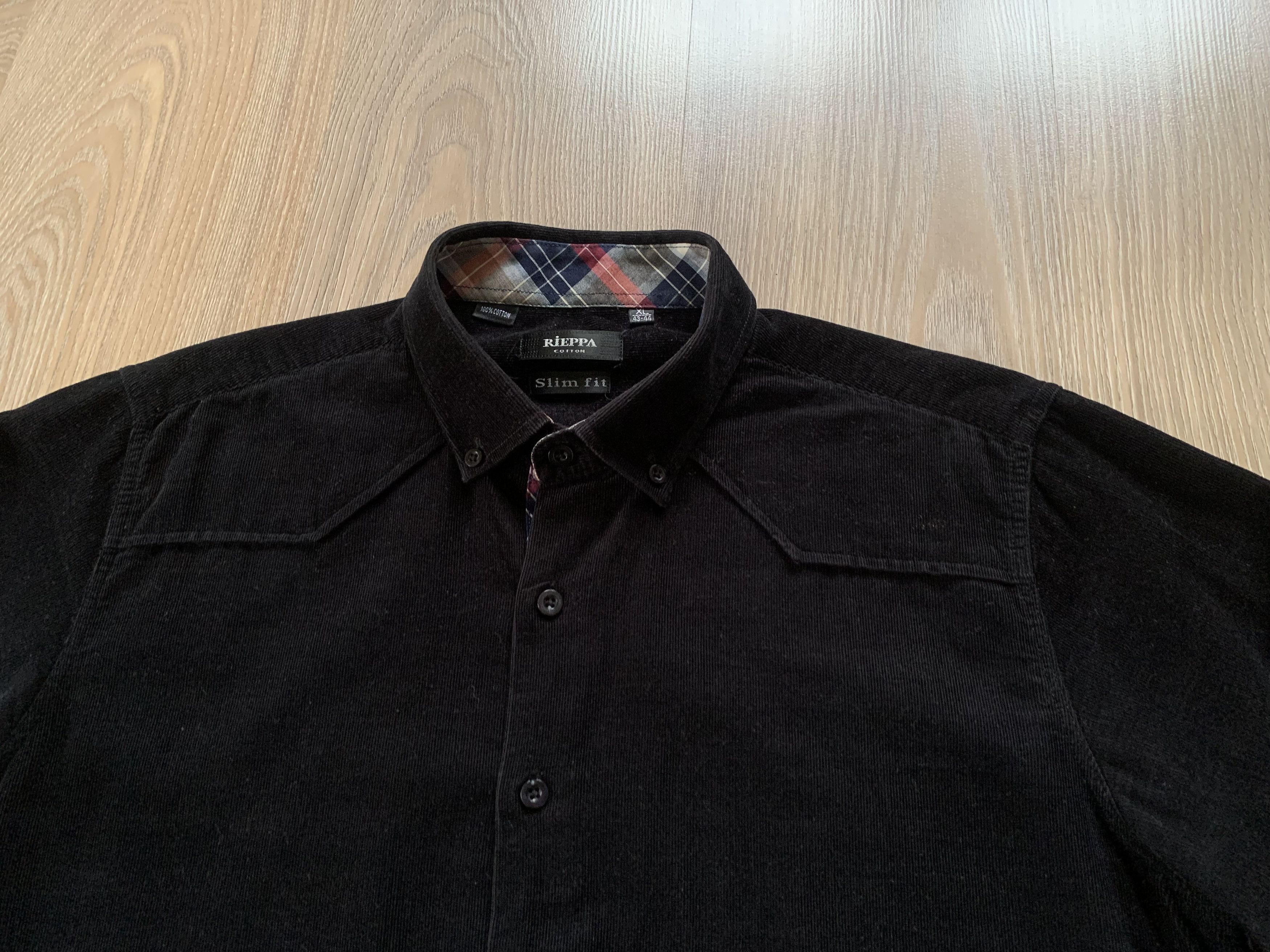 Other Rieppa Slim Fit Mens Black Micro Corduroy Shirt Size US XL / EU 56 / 4 - 4 Thumbnail