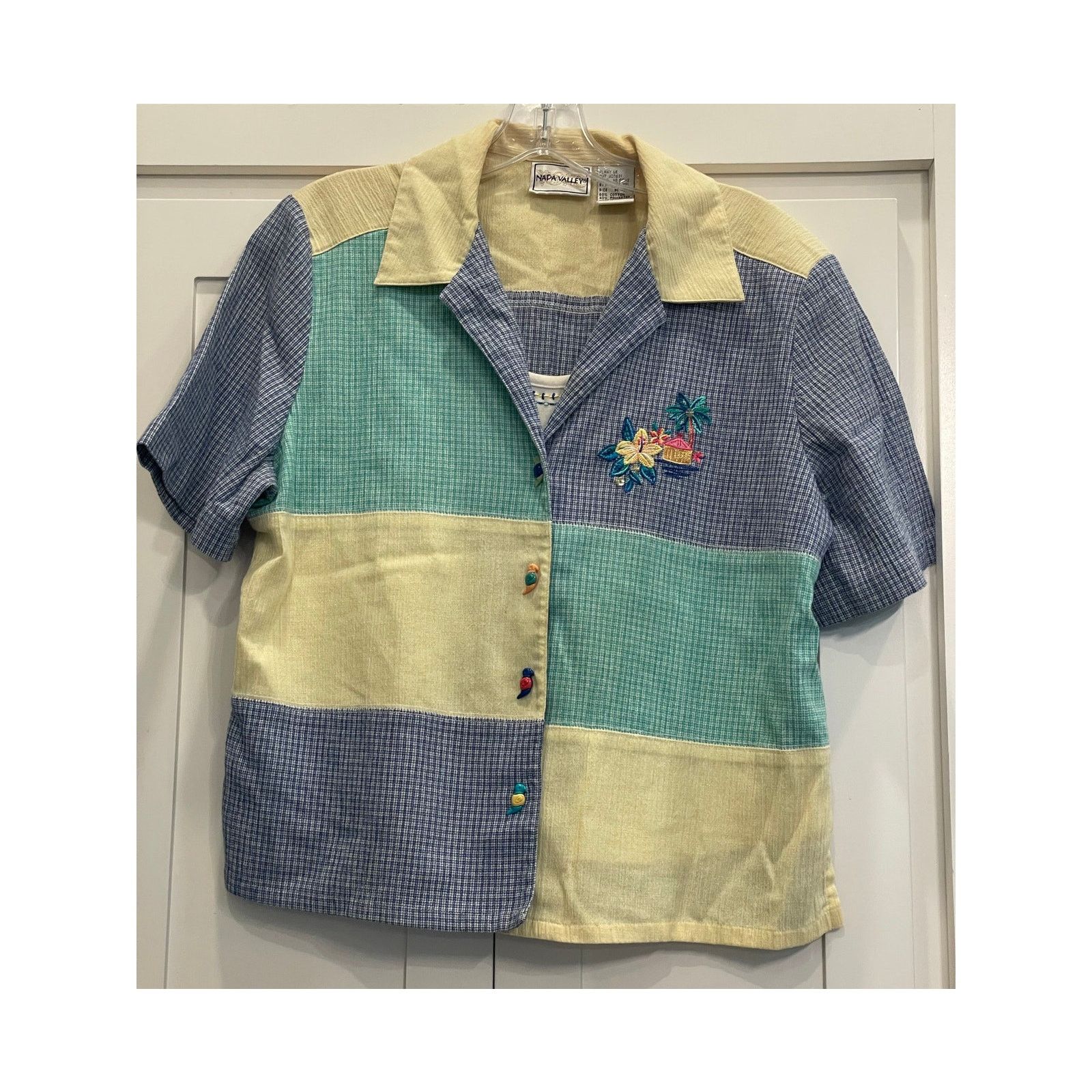 Other Napa Valley Vintage patchwork , parrot buttons 90's top Med Size M / US 6-8 / IT 42-44 - 1 Thumbnail