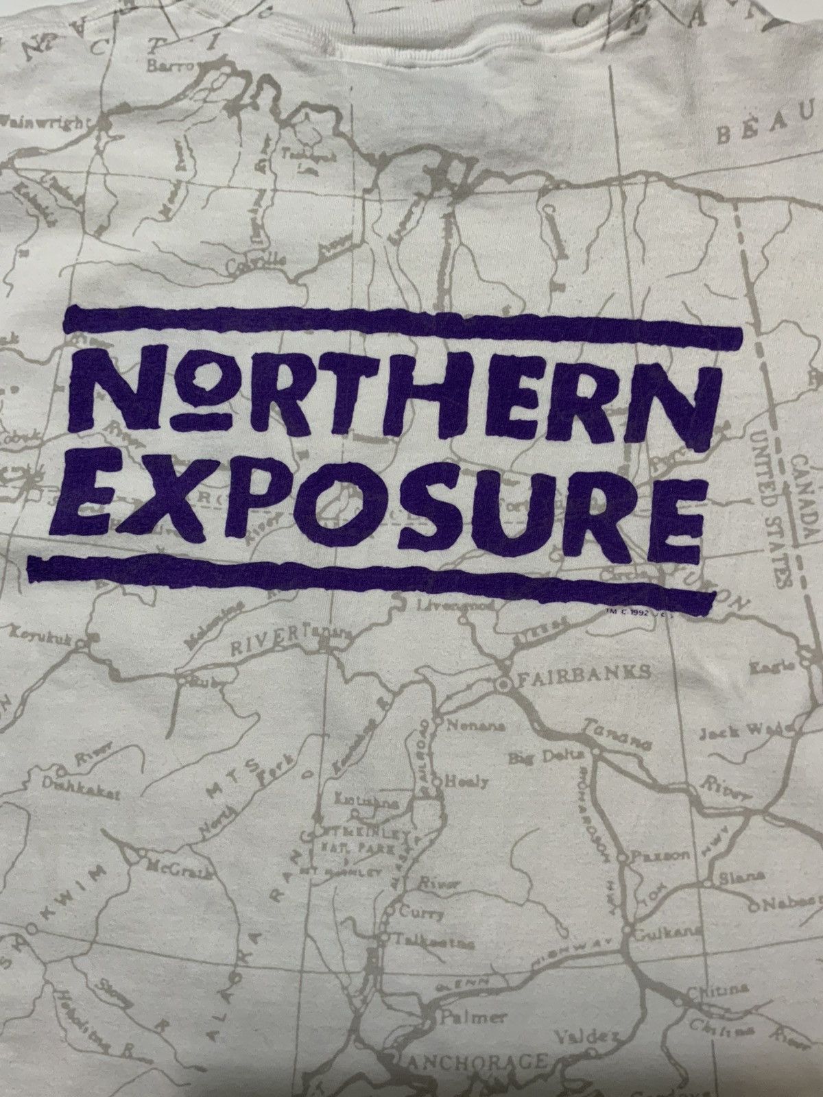 Vintage VTG Northern Exposure Alaska AOP Map Moose CBS TV T-Shirt Size US XL / EU 56 / 4 - 9 Thumbnail