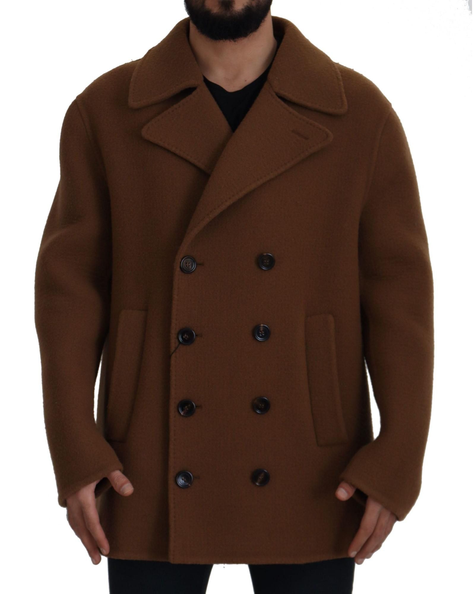 image of Dolce Gabbana Nylon Double Breasted Coat Jacket in Brown, Men's (Size XL)