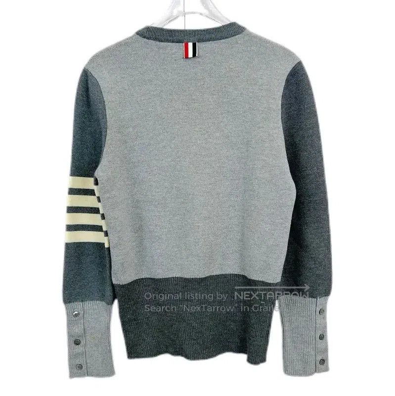 Thom Browne Thom Browne Light Gray Cotton Pullover Sweater . Size M / US 6-8 / IT 42-44 - 2 Thumbnail
