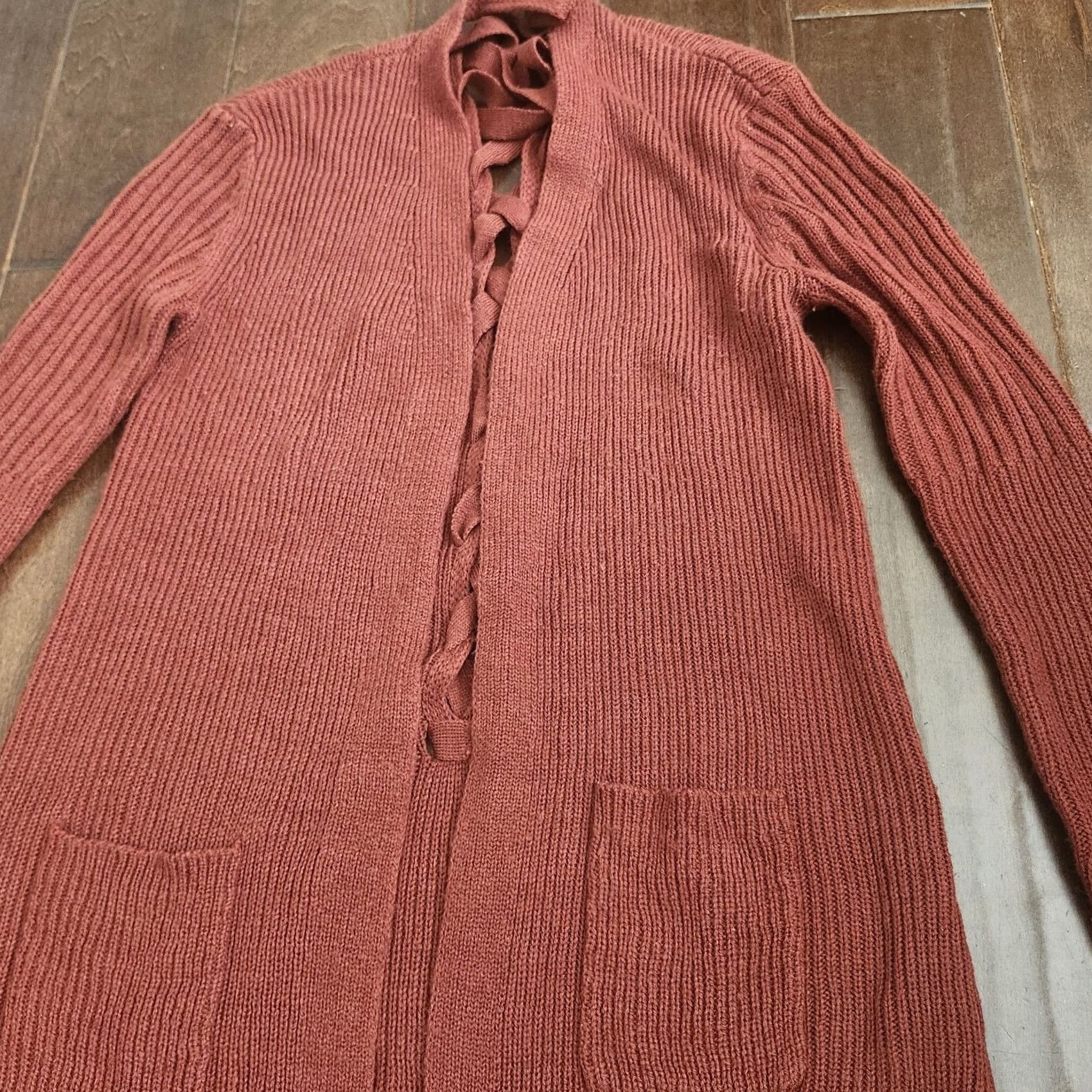Vintage No Boundaries Cardigan Sweater Pocket Red Small 3-5 Womens Long Sleeve Regular" Size XS / US 0-2 / IT 36-38 - 6 Thumbnail