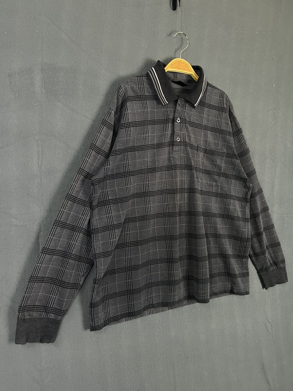Designer × Japanese Brand × Kansai Yamamoto Sissy by Kansai Yamamoto Glen Plaid Polo Tee Long Sleeves Size US L / EU 52-54 / 3 - 6 Thumbnail