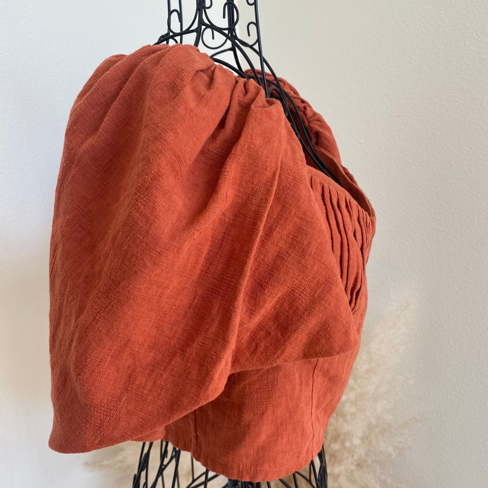 Jonathan Simkhai Jonathan Simkhai Puff Sleeves Cotton/Linen Quince Crop Top Size M / US 6-8 / IT 42-44 - 3 Thumbnail