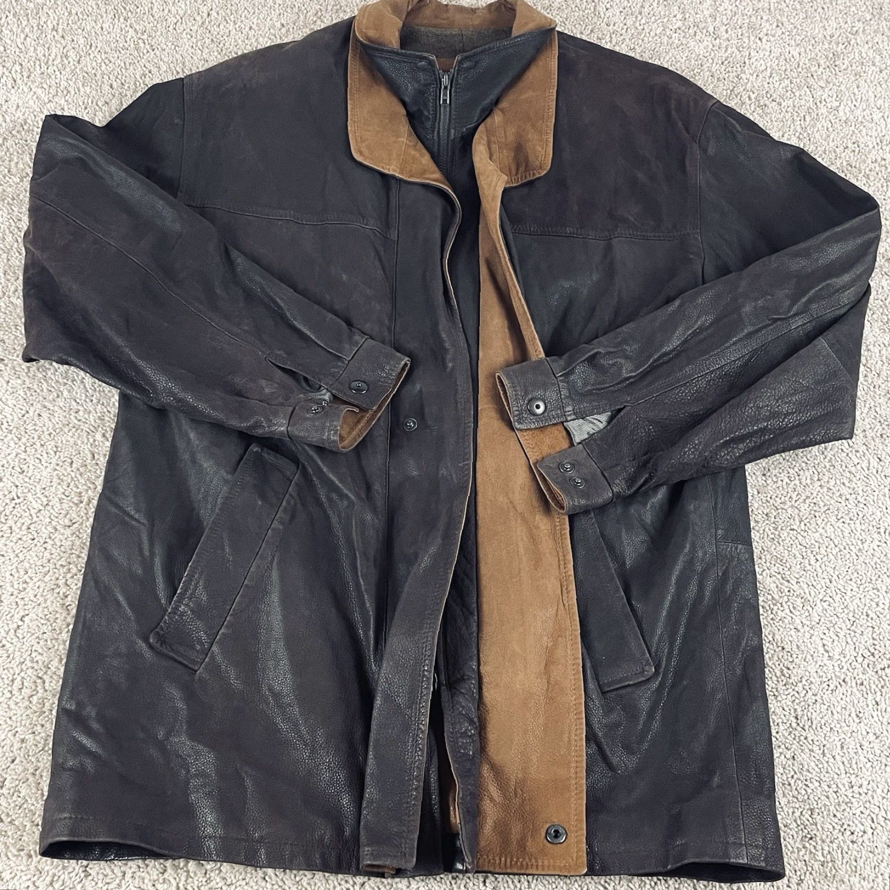Vintage VINTAGE Remy Leather Jacket 40 Brown Men's Jacket Bomber Coat Snap Zip Lined USA Made 90s 80s Classic Outdoor Casual Size US XXS / EU 40 - 2 Thumbnail