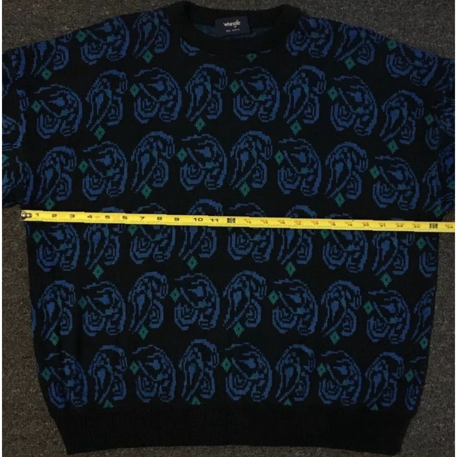 Wrangler VINTAGE Wrangler Abstract AOP Knit Sweater M Men Black 80s 90s Grunge Art Surf Skate Cartoon Size US M / EU 48-50 / 2 - 7 Thumbnail