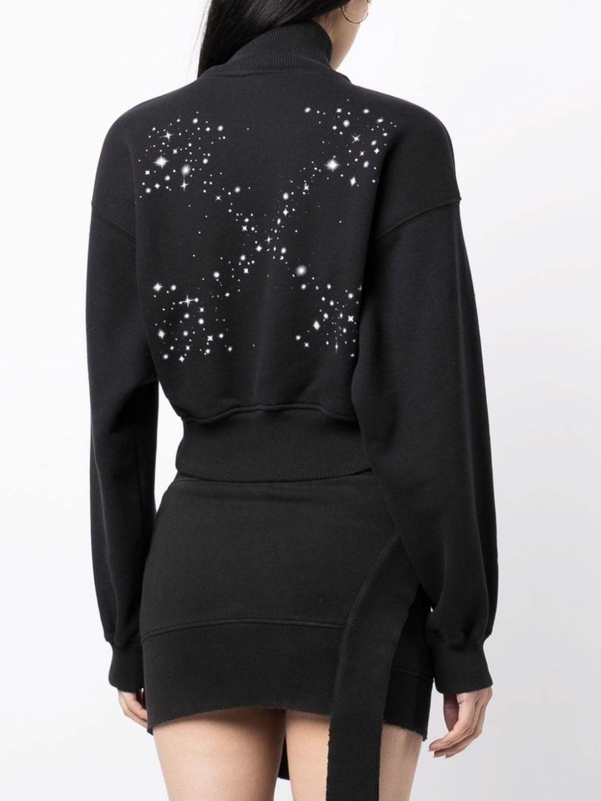 Off-White o1gr1nt0425 Bling Stars Arrow Cropped Zip Up Sweatshirt Size S / US 4 / IT 40 - 2 Thumbnail