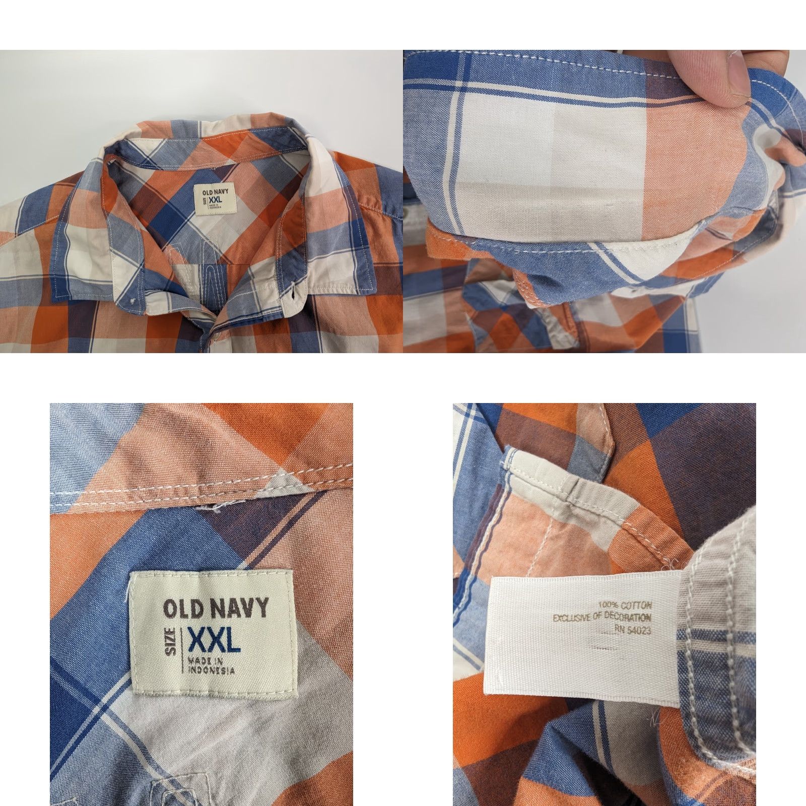 Old Navy Old Navy Surf Classic Button-Up Shirt Mens 2XL Plaid Blue Orange Cotton Blend Knit Casual Beach California Size US XXL / EU 58 / 5 - 8 Thumbnail