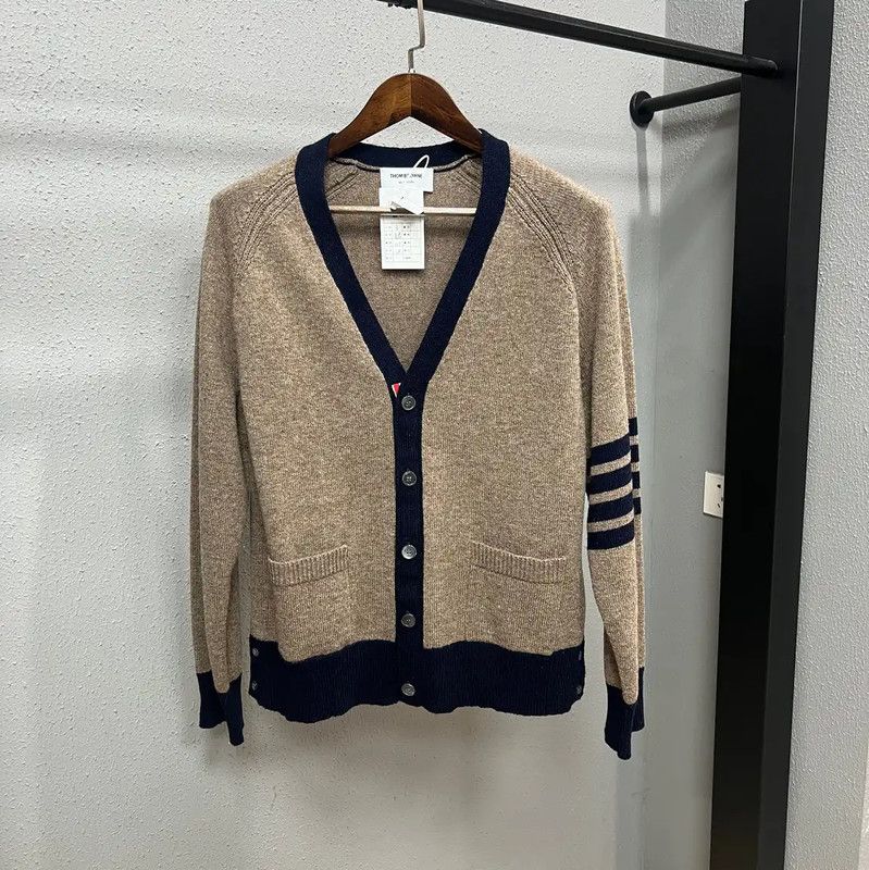 Thom Browne Thom Browne Women's Brown Wool Cardigan 0089 Size L / US 10 / IT 46 - 1 Thumbnail