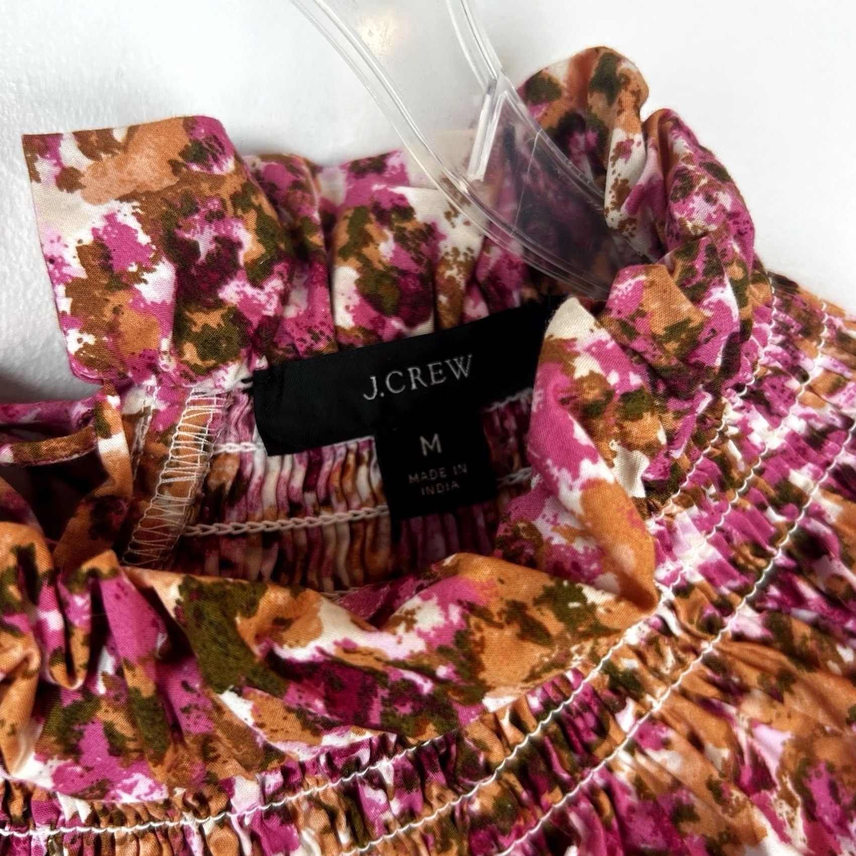 J.Crew J.CREW Blouse Women M Pink Floral Ruffle Balloon Sleeve Round Neck Pullover Casual Workwear Size M / US 6-8 / IT 42-44 - 3 Thumbnail