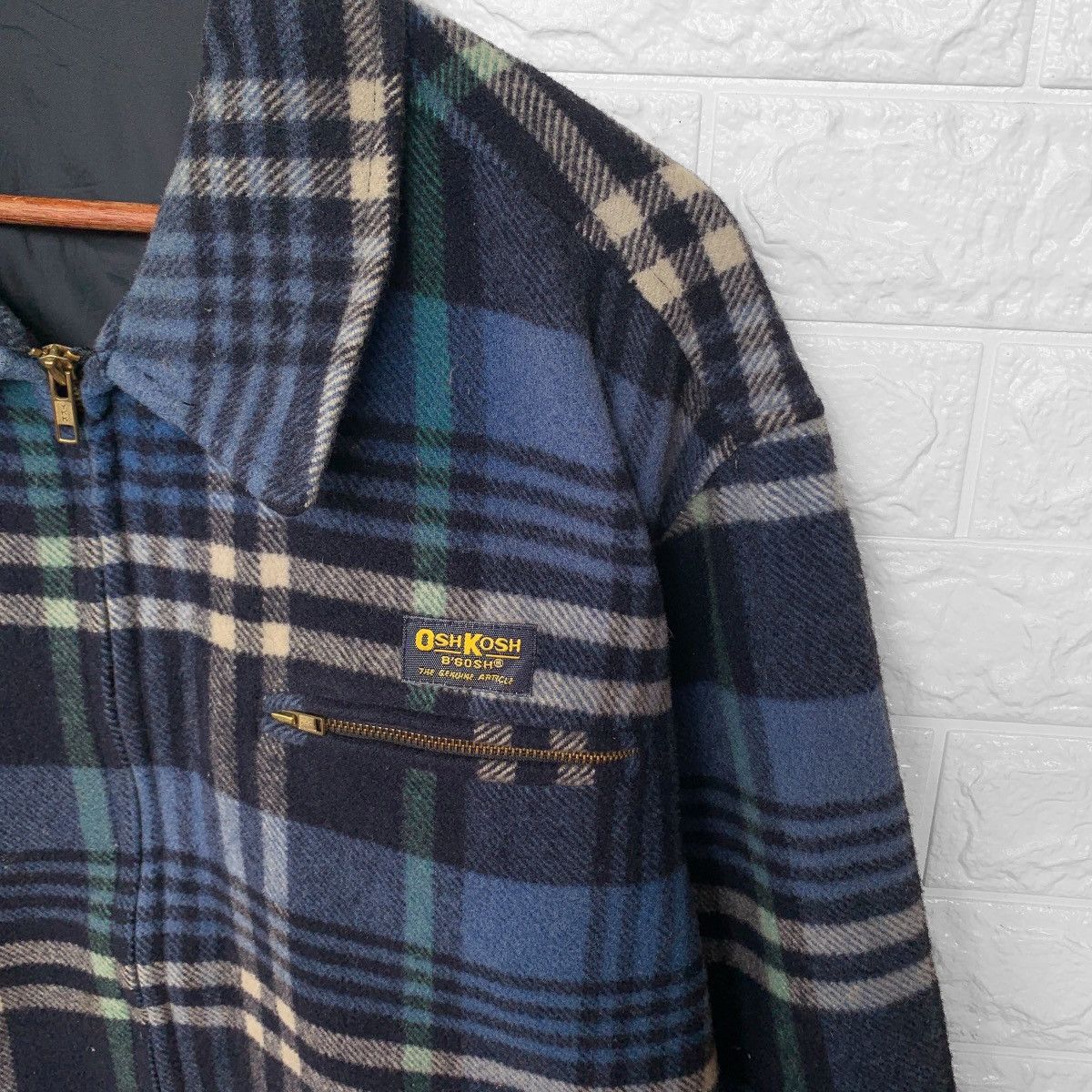 Vintage Vintage Oshkosh Wool Plaid Zipper Jacket Size US L / EU 52-54 / 3 - 6 Thumbnail