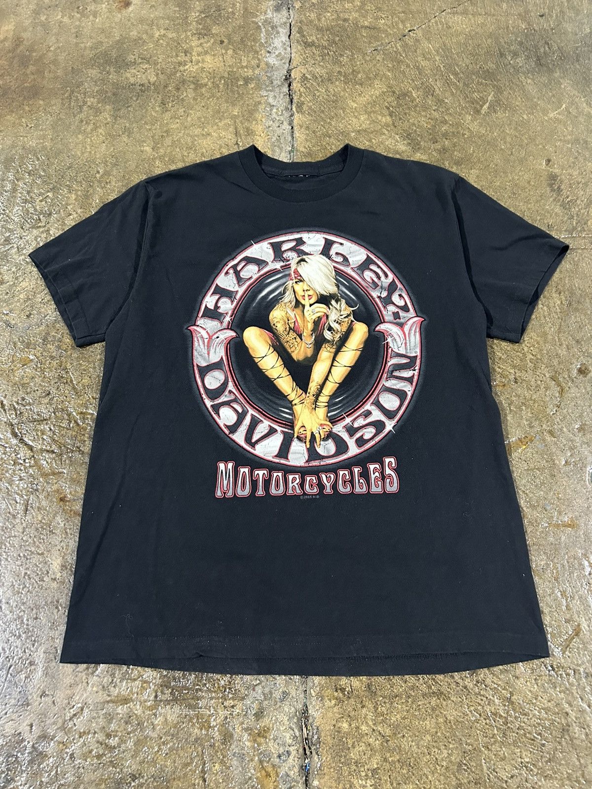 Harley Davidson × Vintage Crazy Vintage Y2K Harley Davidson Tee Grunge Biker Girl Size US L / EU 52-54 / 3 - 3 Thumbnail