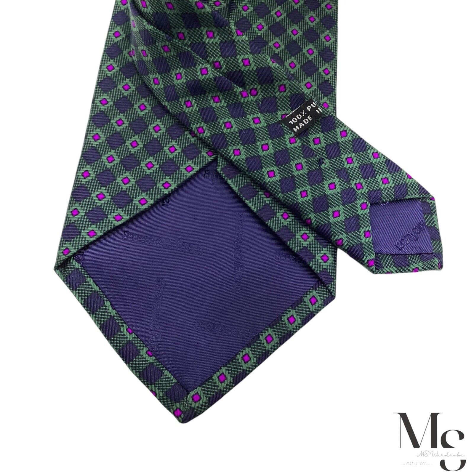 Stefano Ricci STEFANO RICCI XL Green Geometric Silk Tie Made In Italy W:4" Size ONE SIZE - 5 Thumbnail