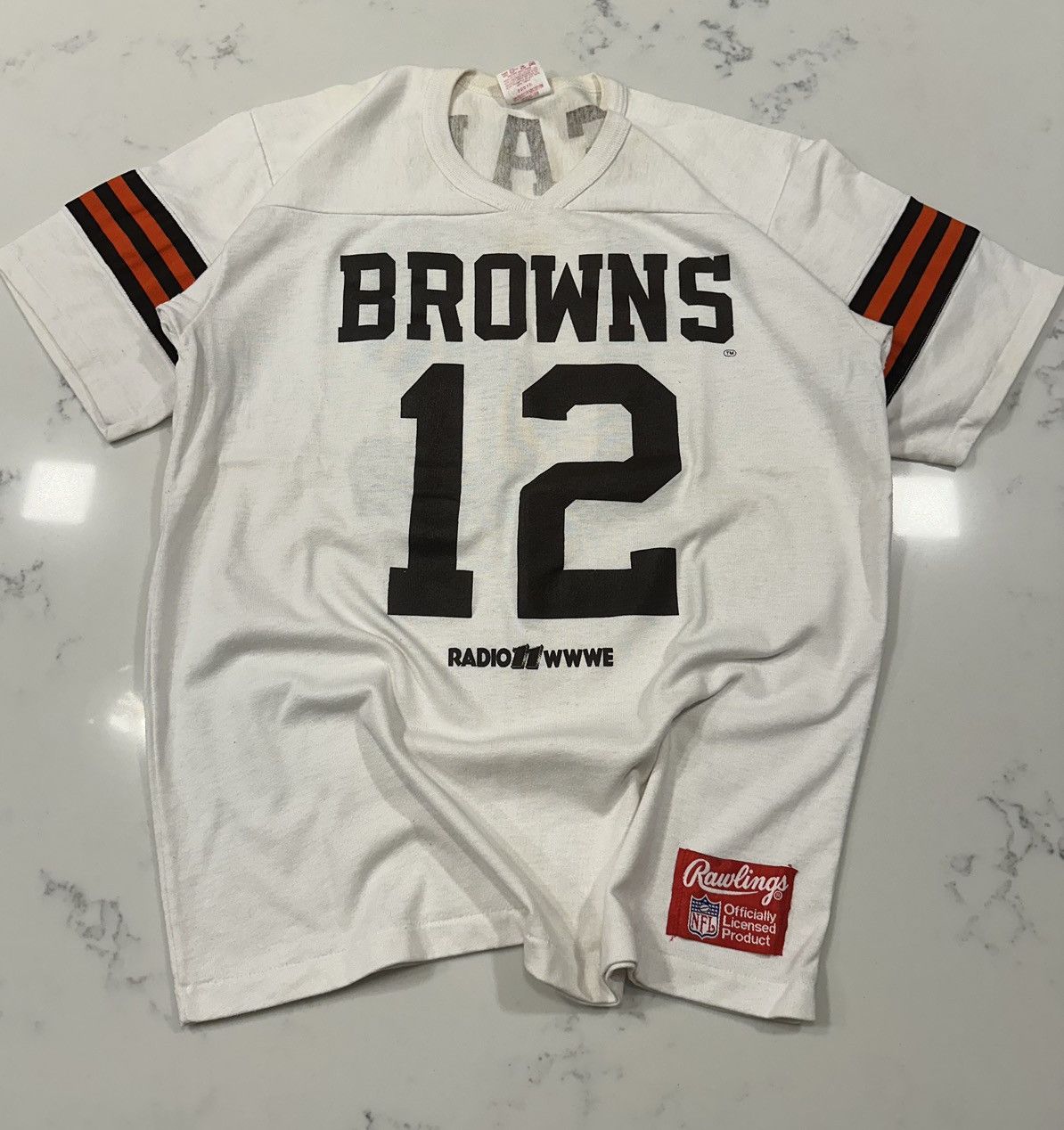 NFL × Vintage Rawlings 1980s NFL Cleveland Browns Jersey Shirt Radio Fan Size US L / EU 52-54 / 3 - 1 Thumbnail